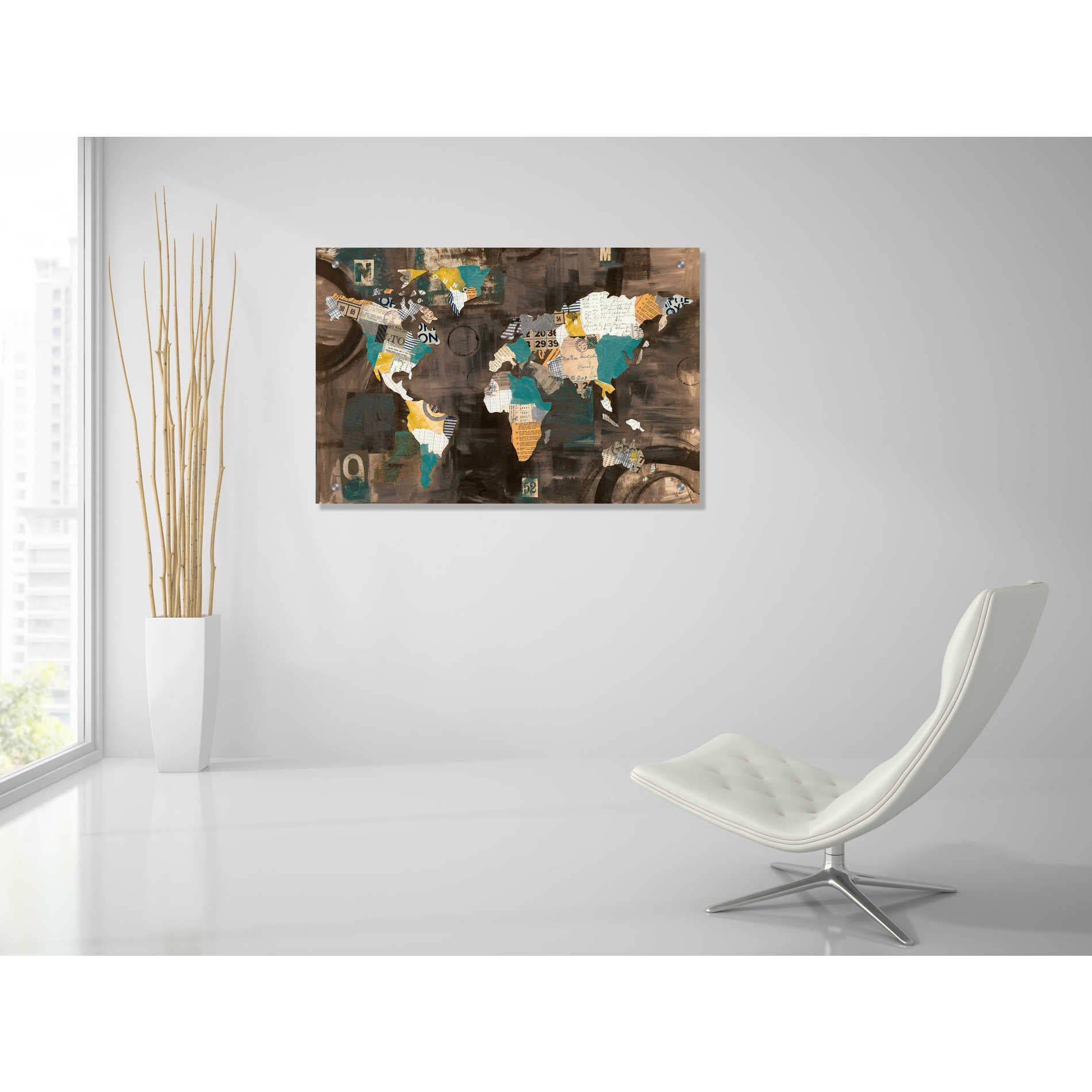 Epic Art 'Golden World on Brown' by Courtney Prahl, Acrylic Glass Wall Art,36x24