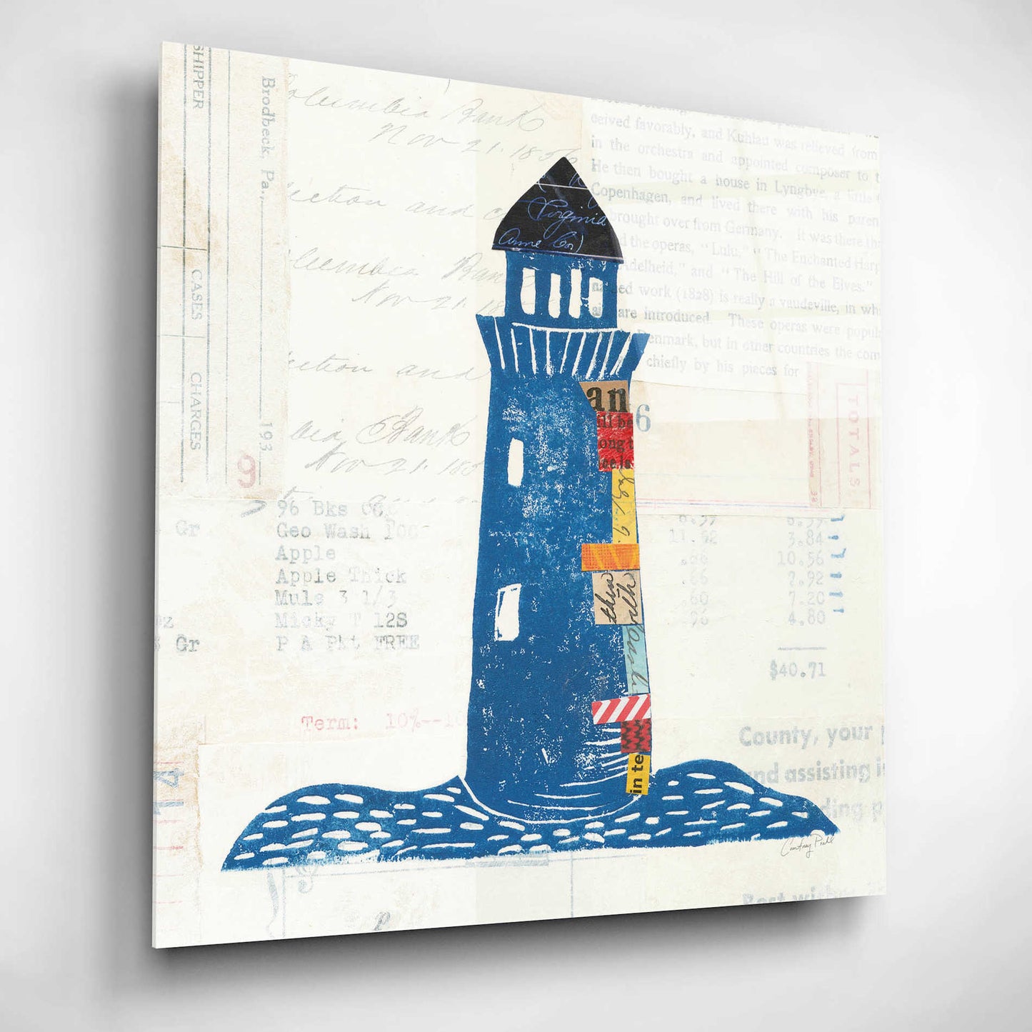 Epic Art 'Nautical Collage II on Newsprint' by Courtney Prahl, Acrylic Glass Wall Art,12x12