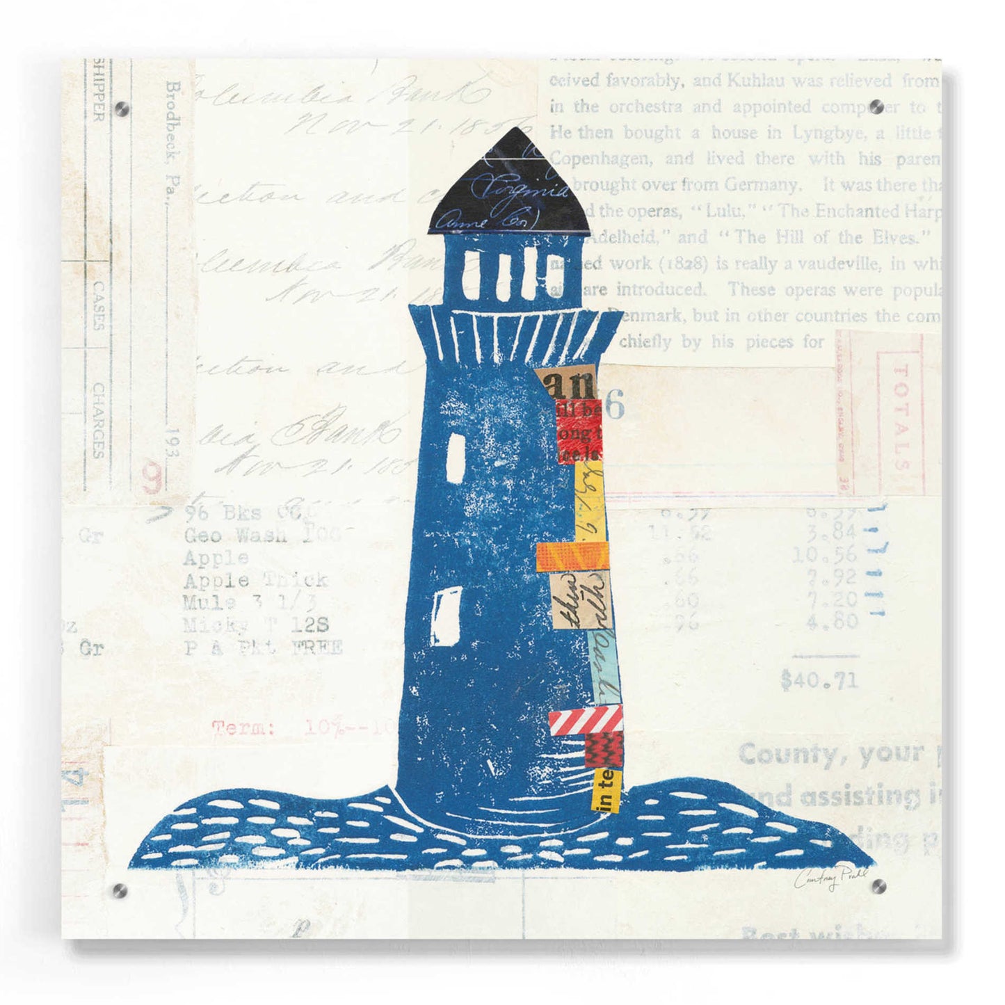 Epic Art 'Nautical Collage II on Newsprint' by Courtney Prahl, Acrylic Glass Wall Art,24x24