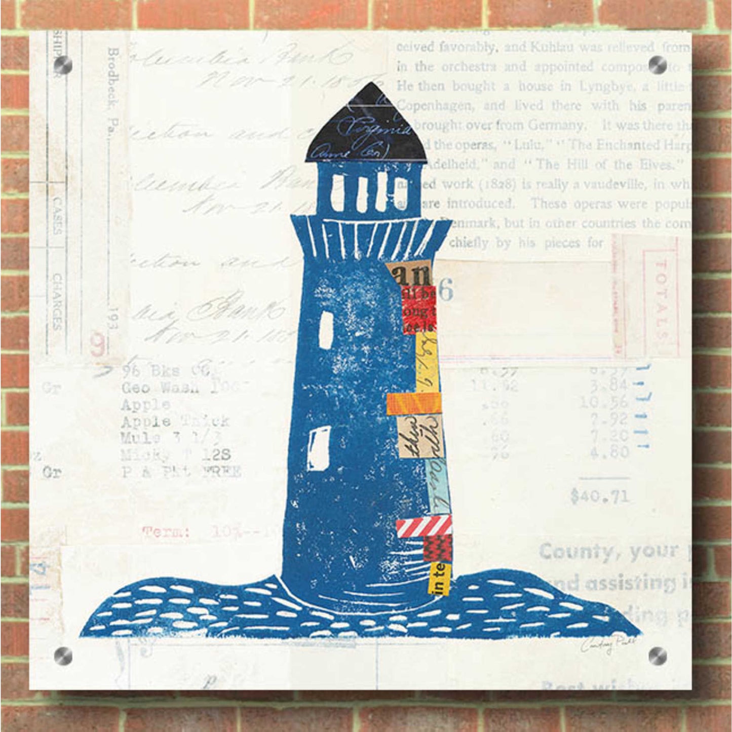 Epic Art 'Nautical Collage II on Newsprint' by Courtney Prahl, Acrylic Glass Wall Art,36x36