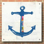 Epic Art 'Nautical Collage III on Newsprint' by Courtney Prahl, Acrylic Glass Wall Art,36x36