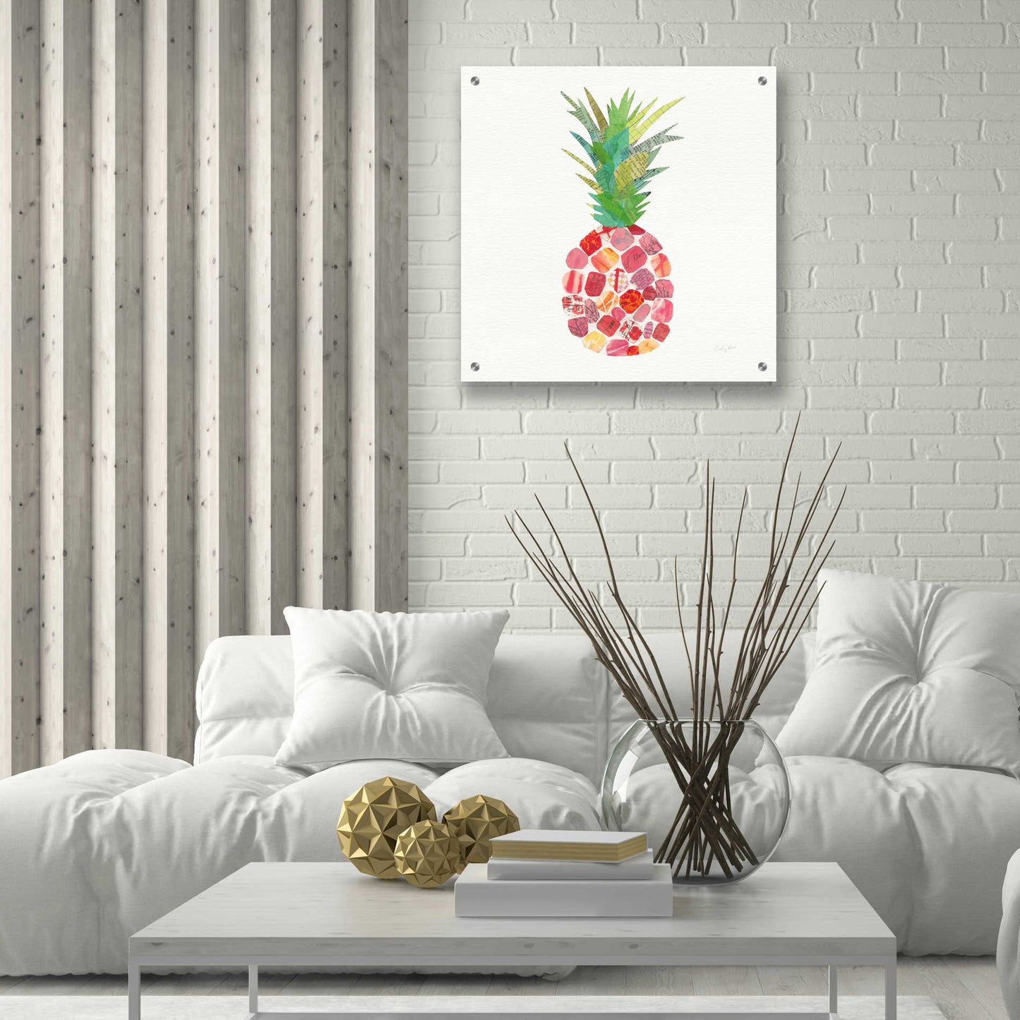 Epic Art 'Tropical Fun Pineapple I' by Courtney Prahl, Acrylic Glass Wall Art,24x24