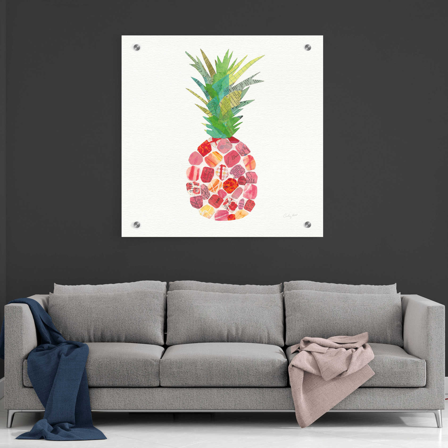 Epic Art 'Tropical Fun Pineapple I' by Courtney Prahl, Acrylic Glass Wall Art,36x36