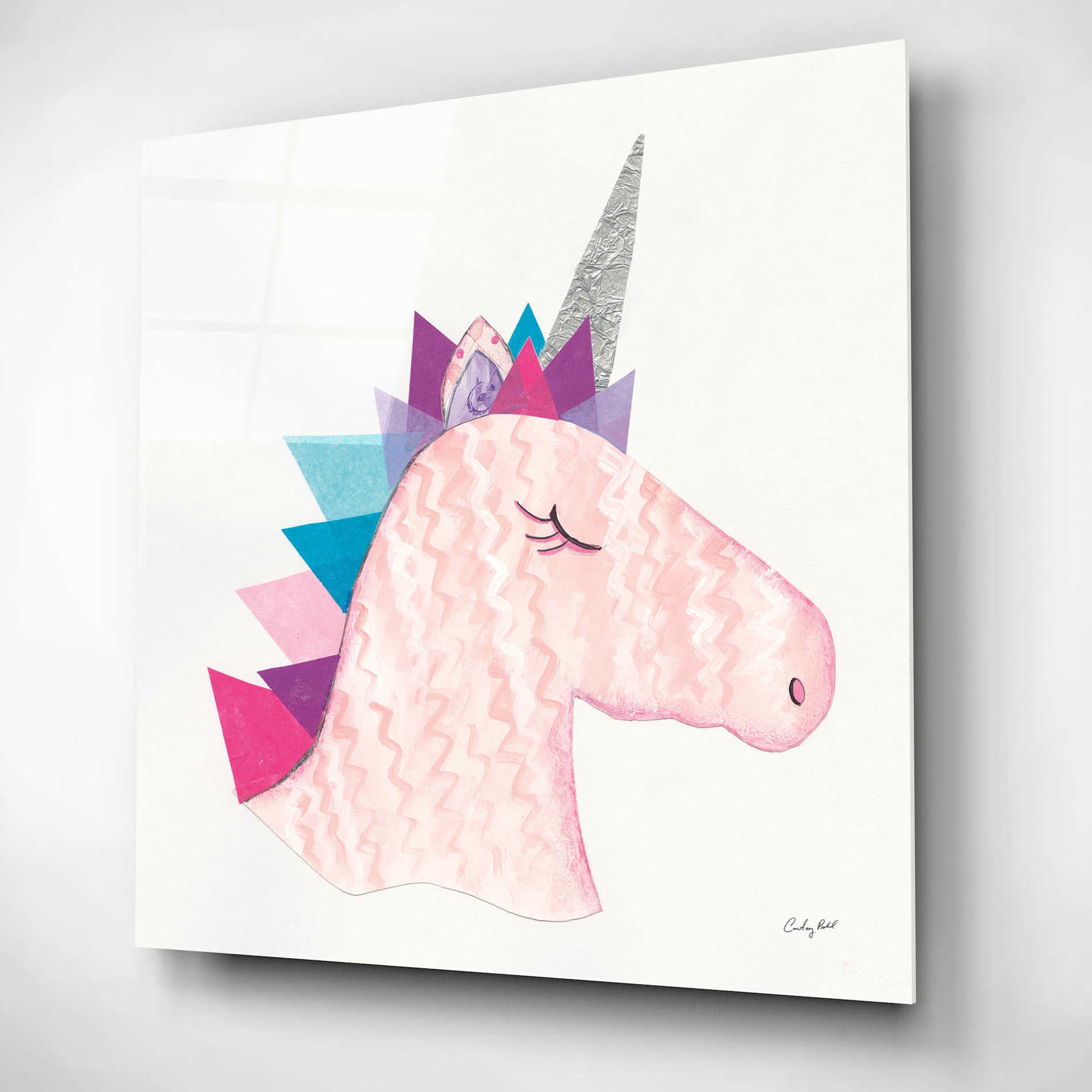 Epic Art 'Unicorn Power I' by Courtney Prahl, Acrylic Glass Wall Art,12x12