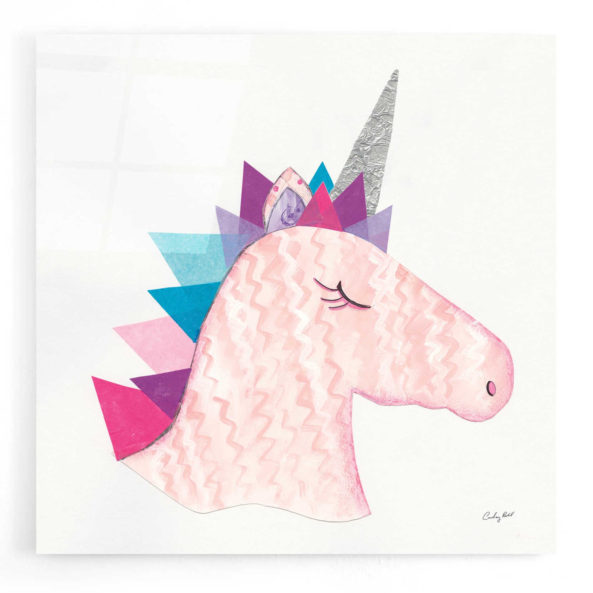 Epic Art 'Unicorn Power I' by Courtney Prahl, Acrylic Glass Wall Art,12x12