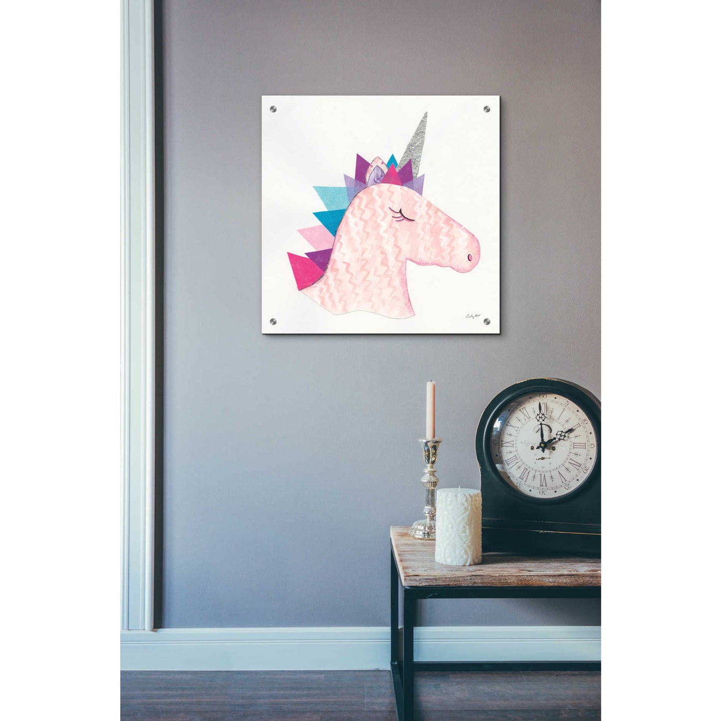 Epic Art 'Unicorn Power I' by Courtney Prahl, Acrylic Glass Wall Art,24x24