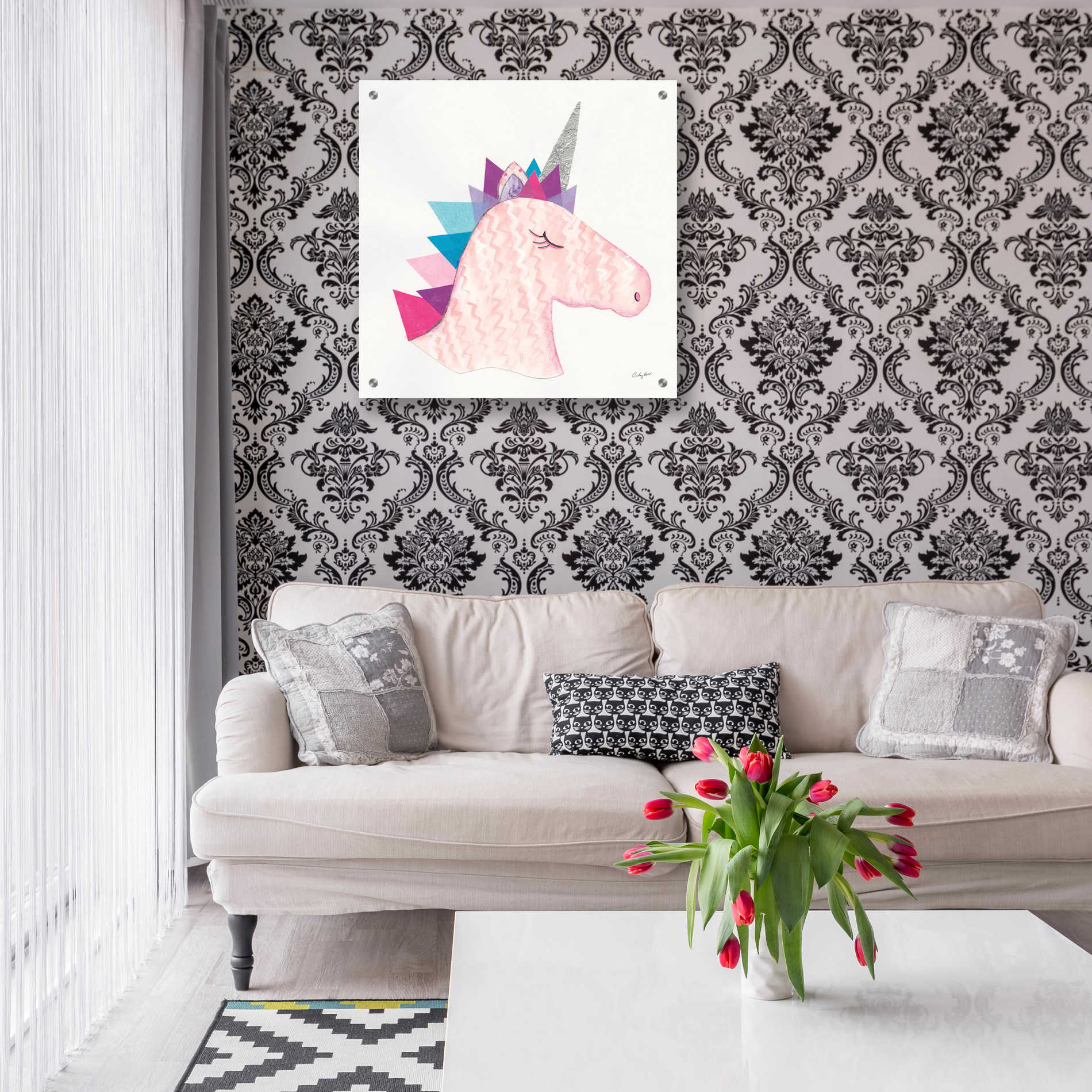 Epic Art 'Unicorn Power I' by Courtney Prahl, Acrylic Glass Wall Art,24x24