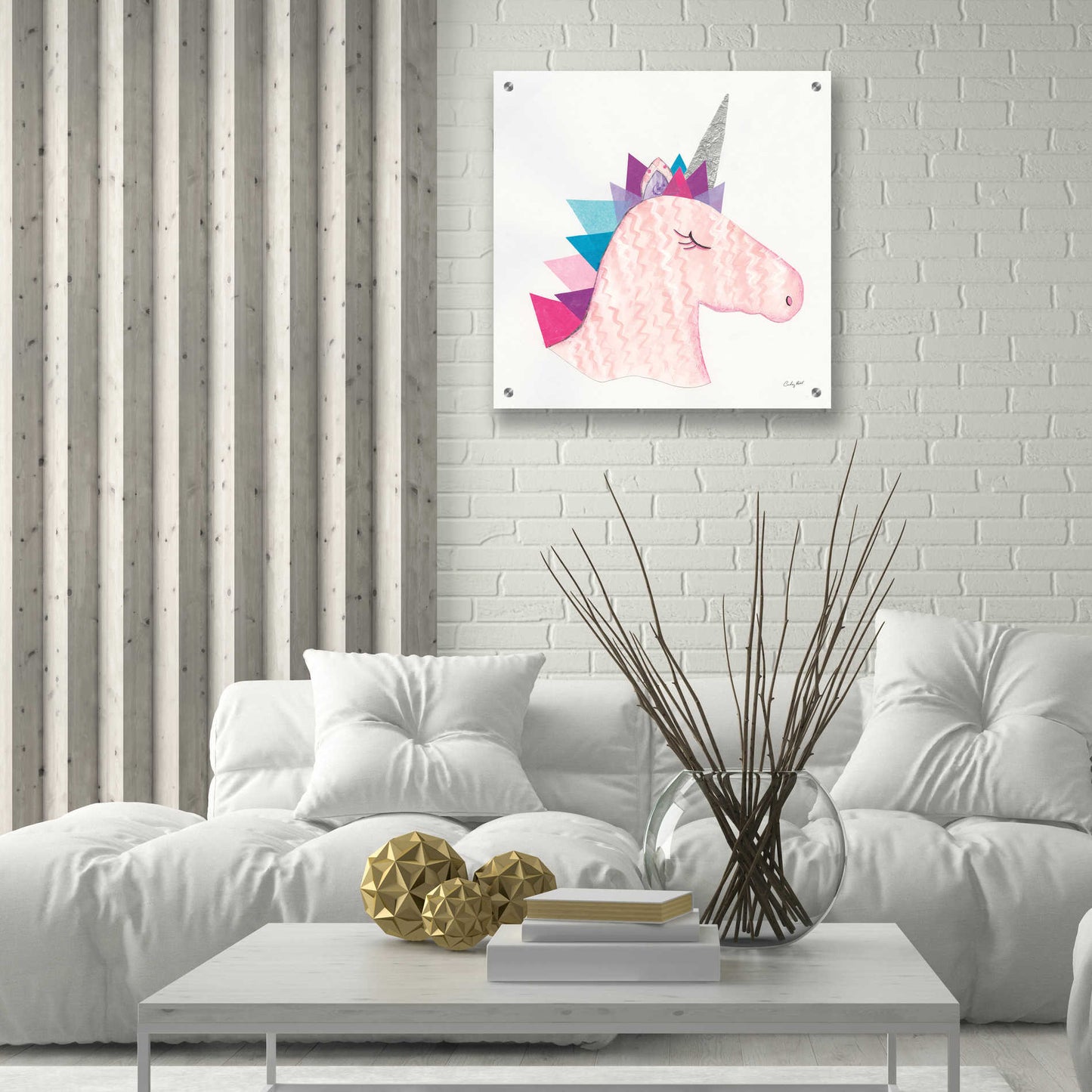 Epic Art 'Unicorn Power I' by Courtney Prahl, Acrylic Glass Wall Art,24x24