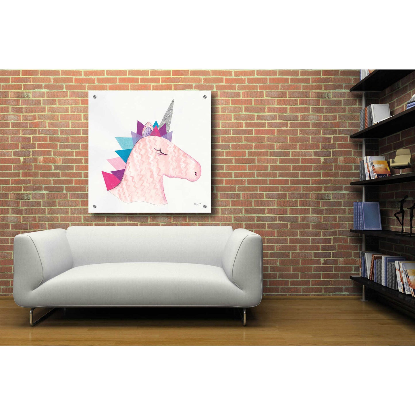 Epic Art 'Unicorn Power I' by Courtney Prahl, Acrylic Glass Wall Art,36x36