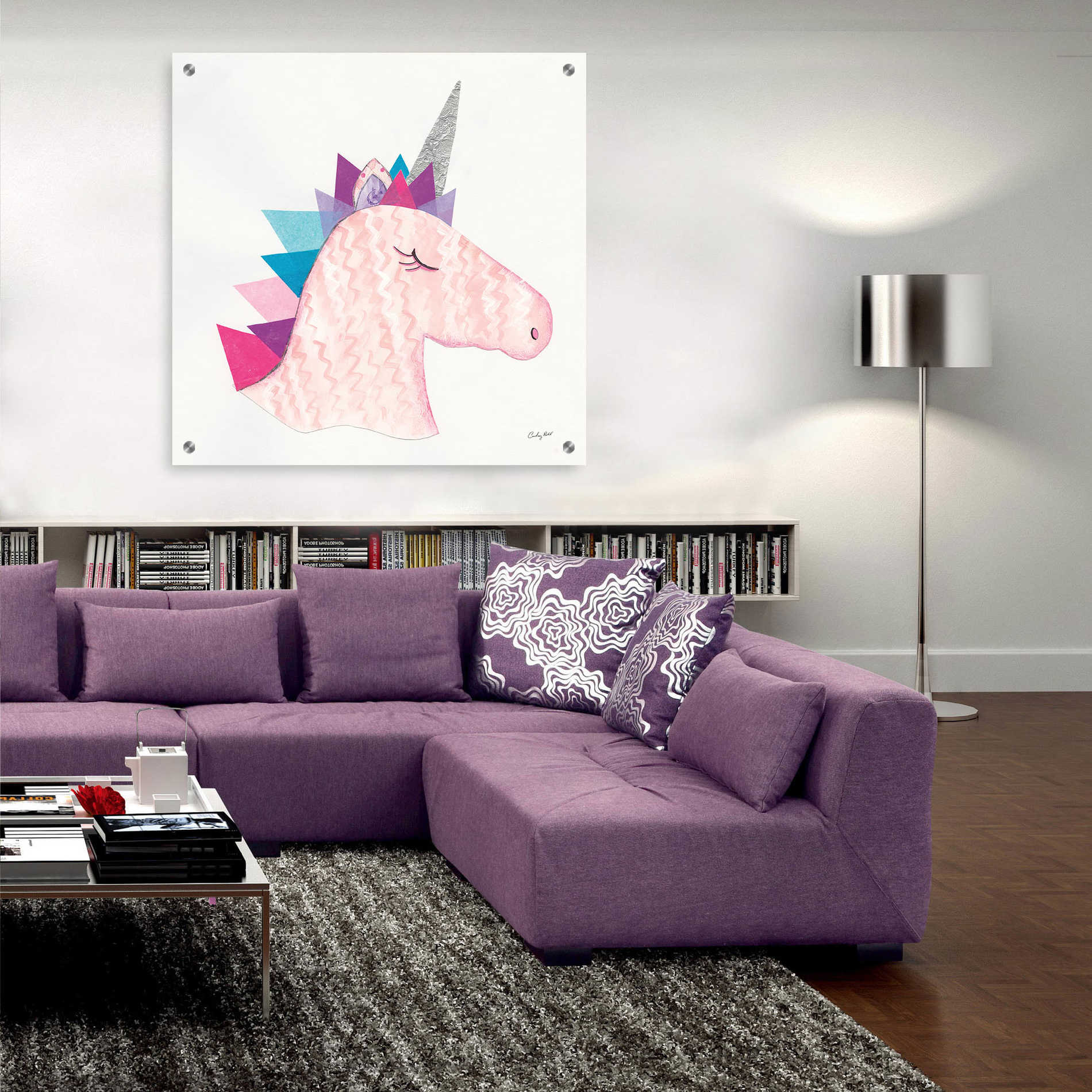 Epic Art 'Unicorn Power I' by Courtney Prahl, Acrylic Glass Wall Art,36x36