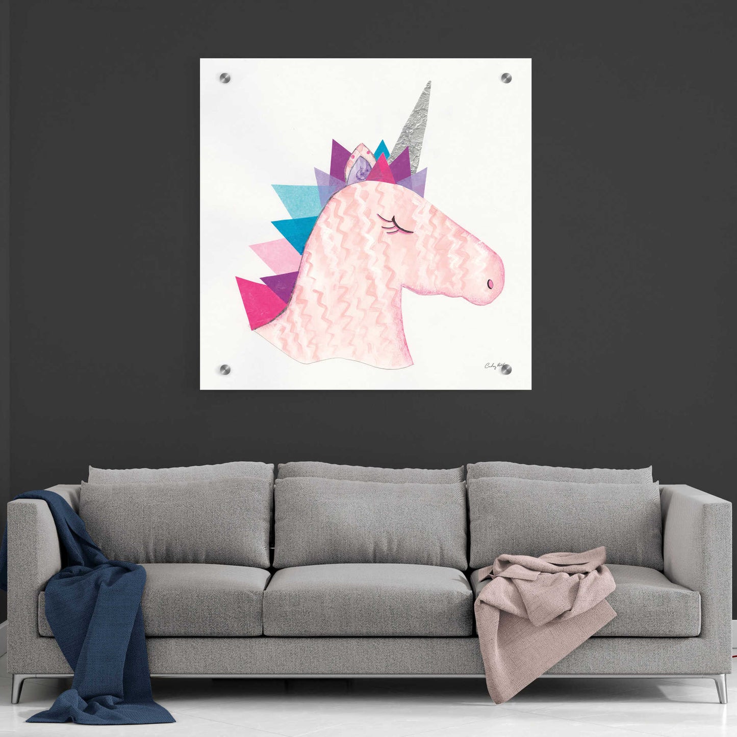 Epic Art 'Unicorn Power I' by Courtney Prahl, Acrylic Glass Wall Art,36x36