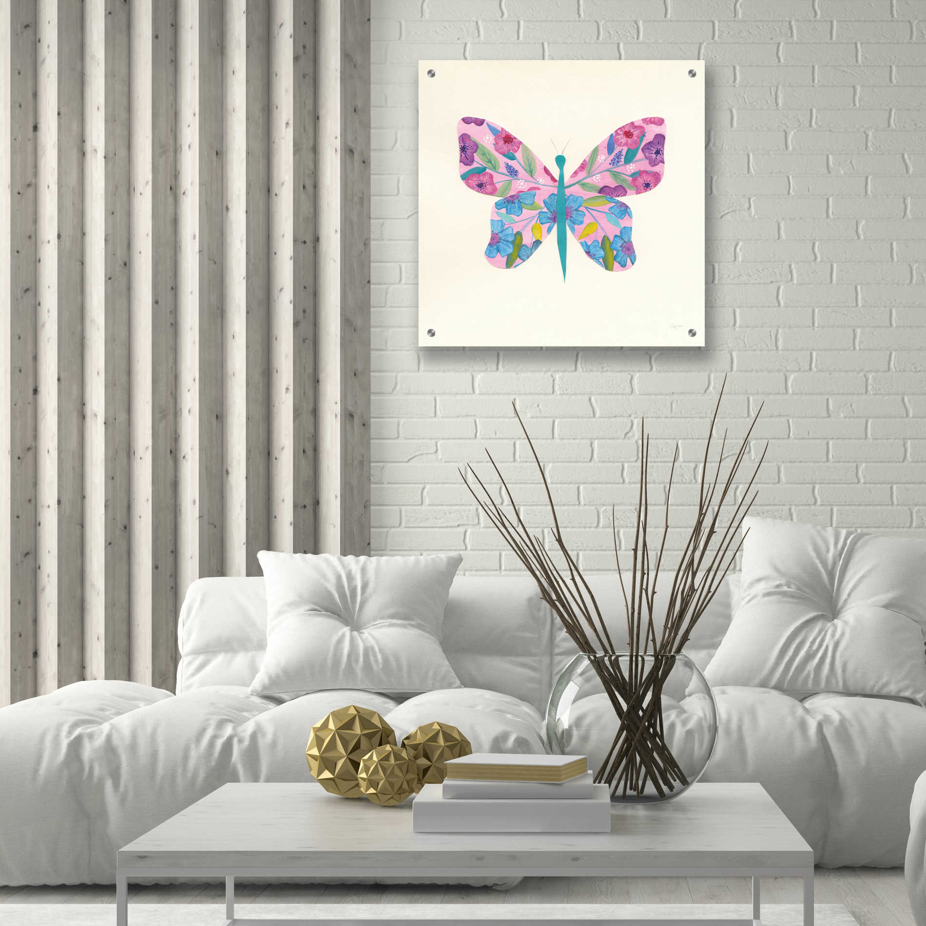 Epic Art 'Butterfly Garden II' by Courtney Prahl, Acrylic Glass Wall Art,24x24