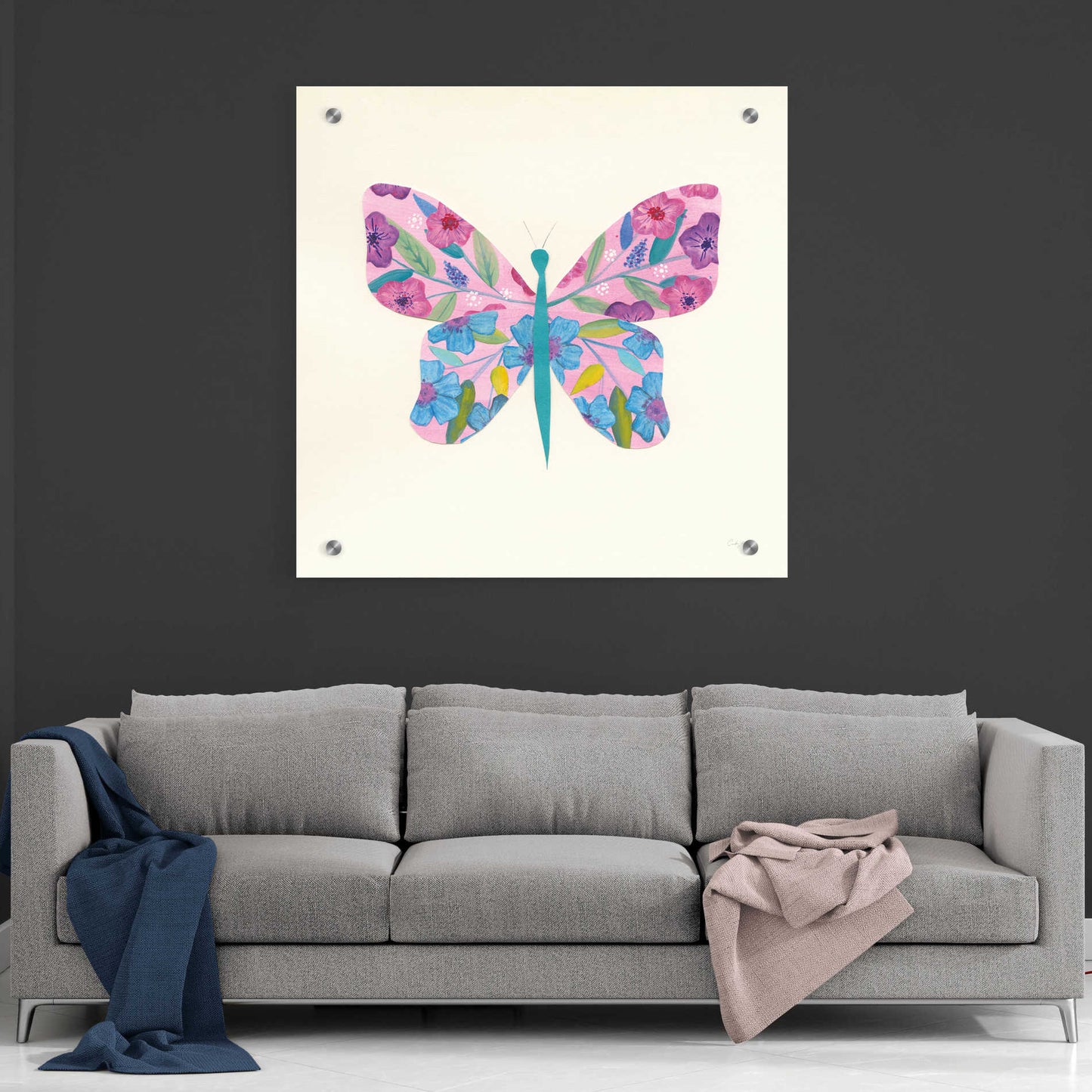 Epic Art 'Butterfly Garden II' by Courtney Prahl, Acrylic Glass Wall Art,36x36