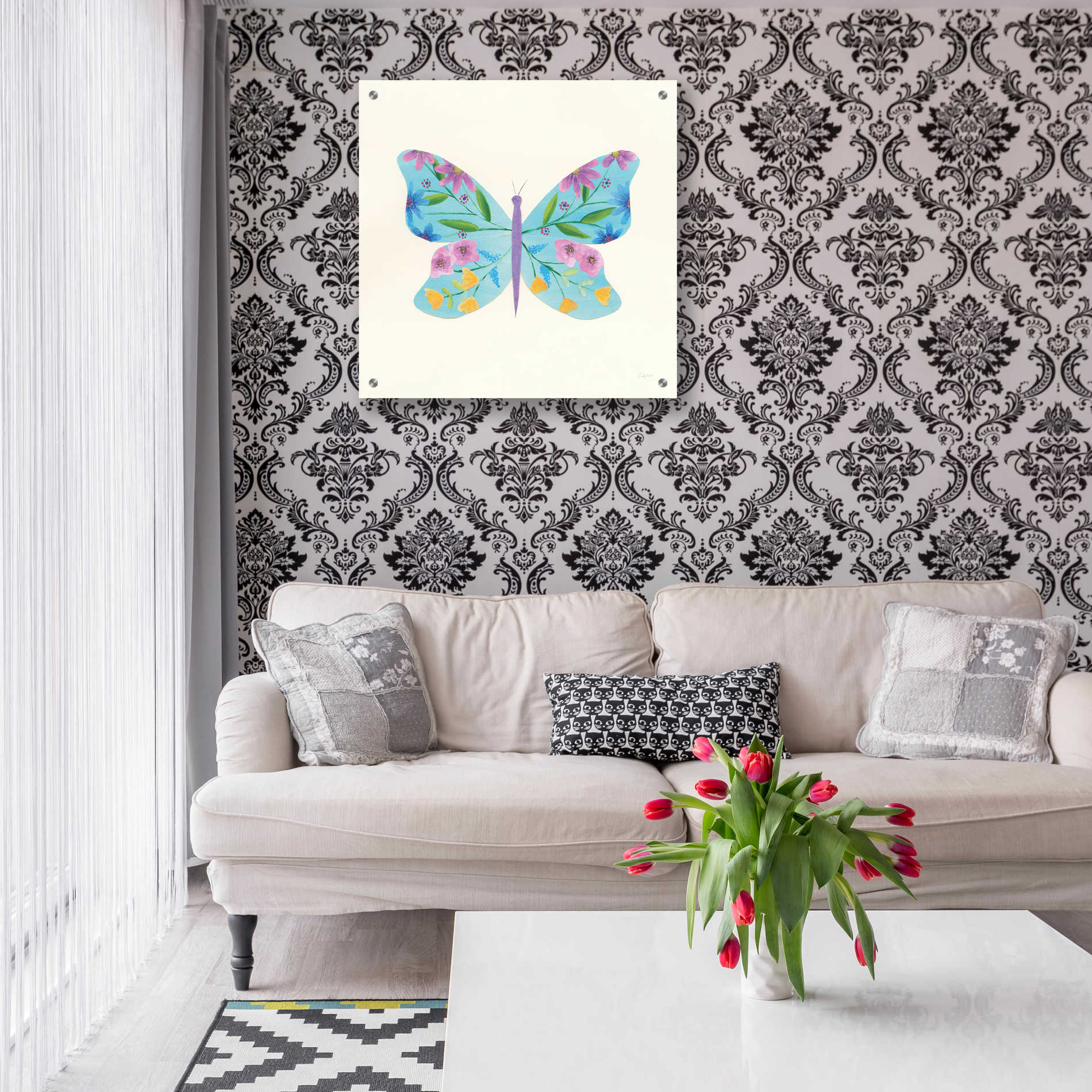 Epic Art 'Butterfly Garden IV' by Courtney Prahl, Acrylic Glass Wall Art,24x24