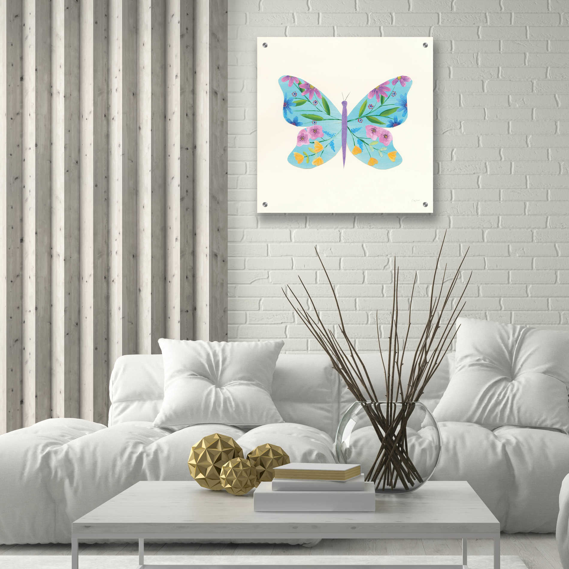 Epic Art 'Butterfly Garden IV' by Courtney Prahl, Acrylic Glass Wall Art,24x24