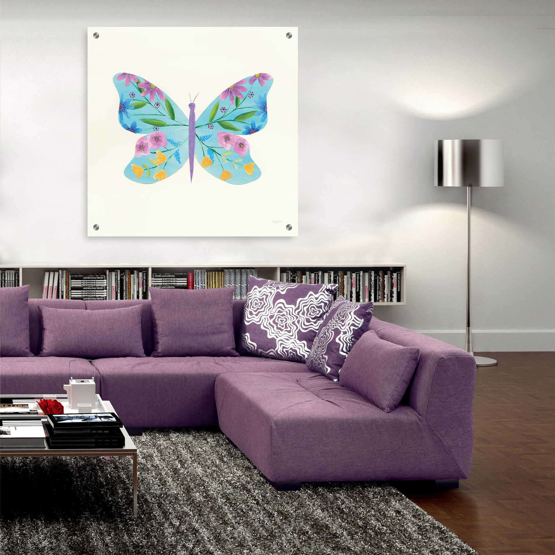 Epic Art 'Butterfly Garden IV' by Courtney Prahl, Acrylic Glass Wall Art,36x36