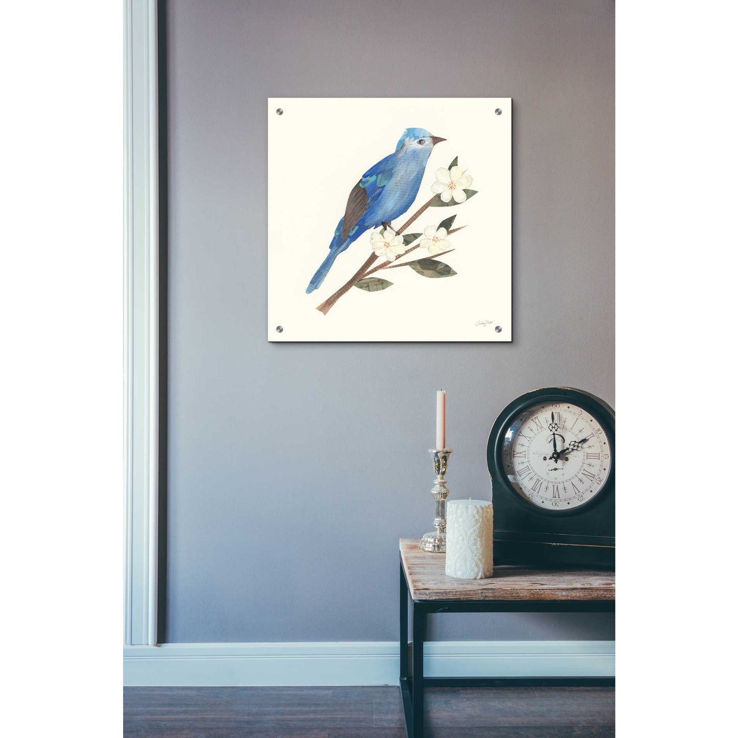 Epic Art 'Birds and Blossoms III' by Courtney Prahl, Acrylic Glass Wall Art,24x24