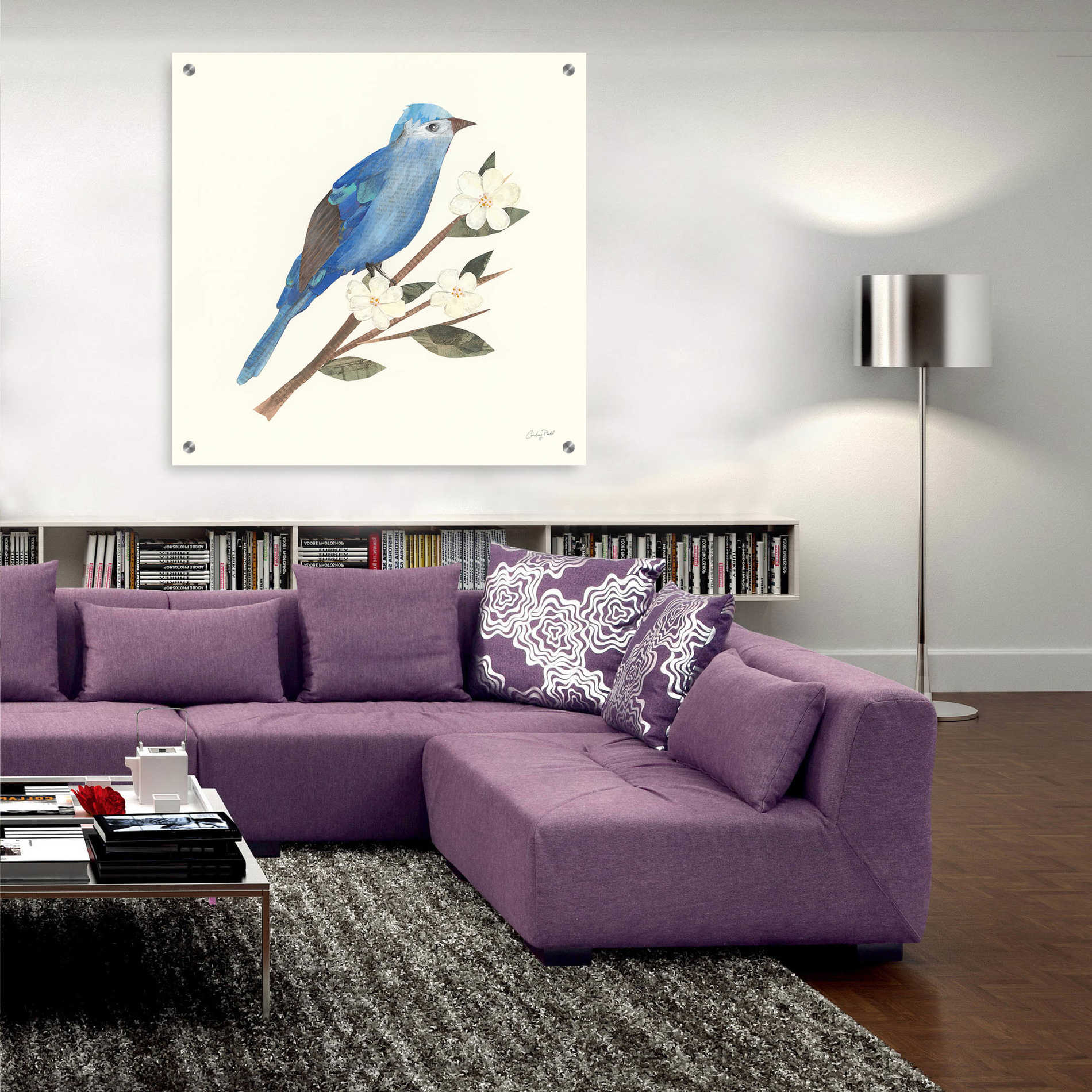 Epic Art 'Birds and Blossoms III' by Courtney Prahl, Acrylic Glass Wall Art,36x36