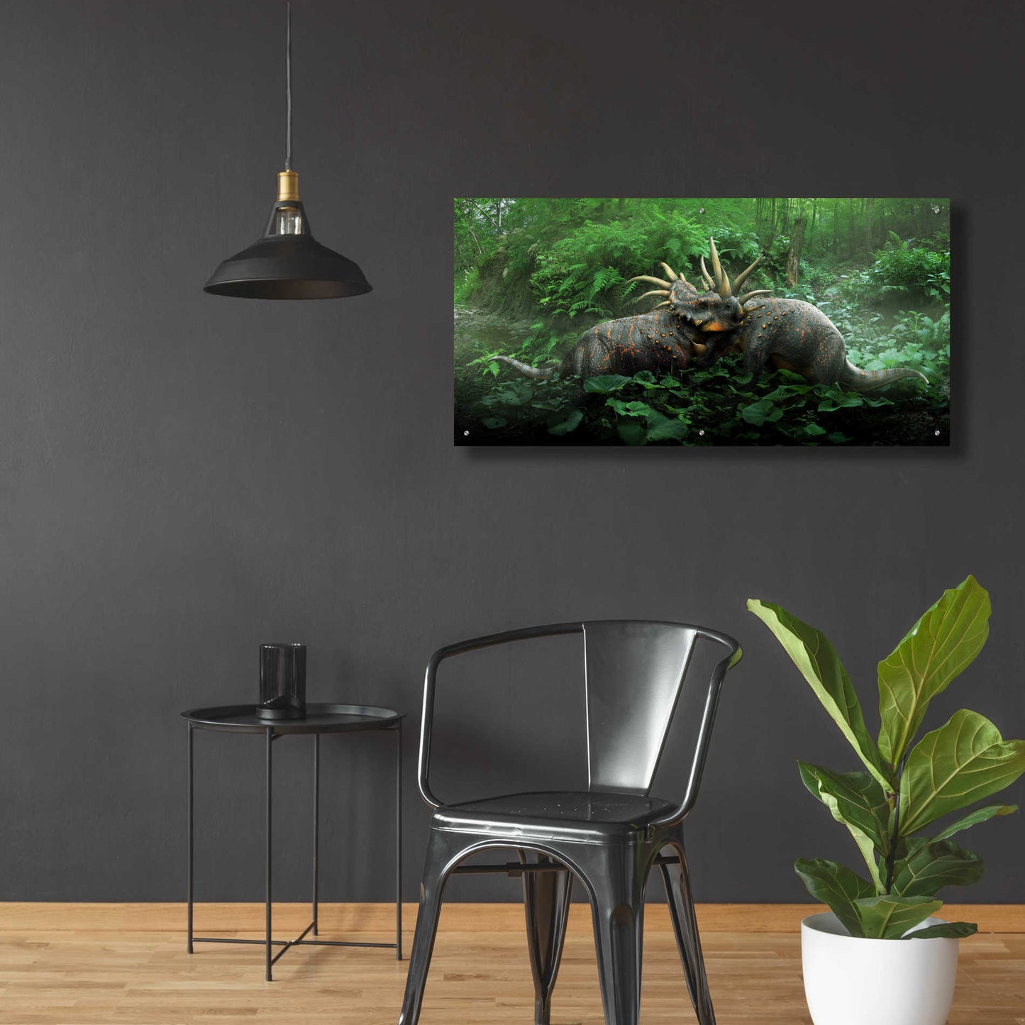 Epic Art 'Dueling Styracosurus,' Acrylic Glass Wall Art,48x24