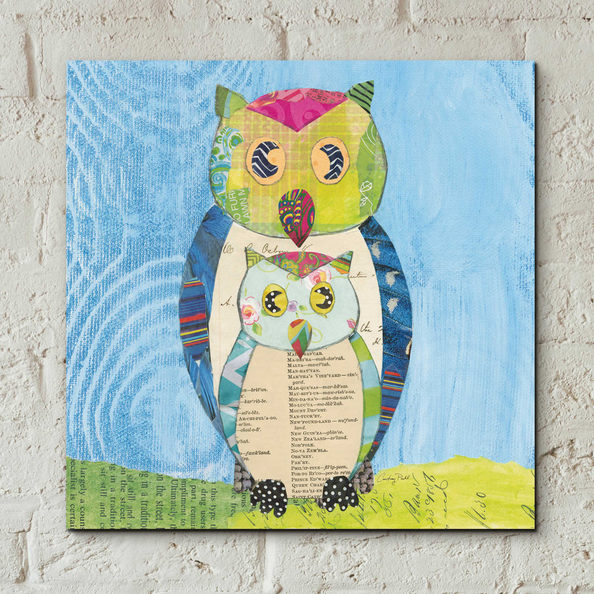 Epic Art 'Owl Family' by Courtney Prahl, Acrylic Glass Wall Art,12x12