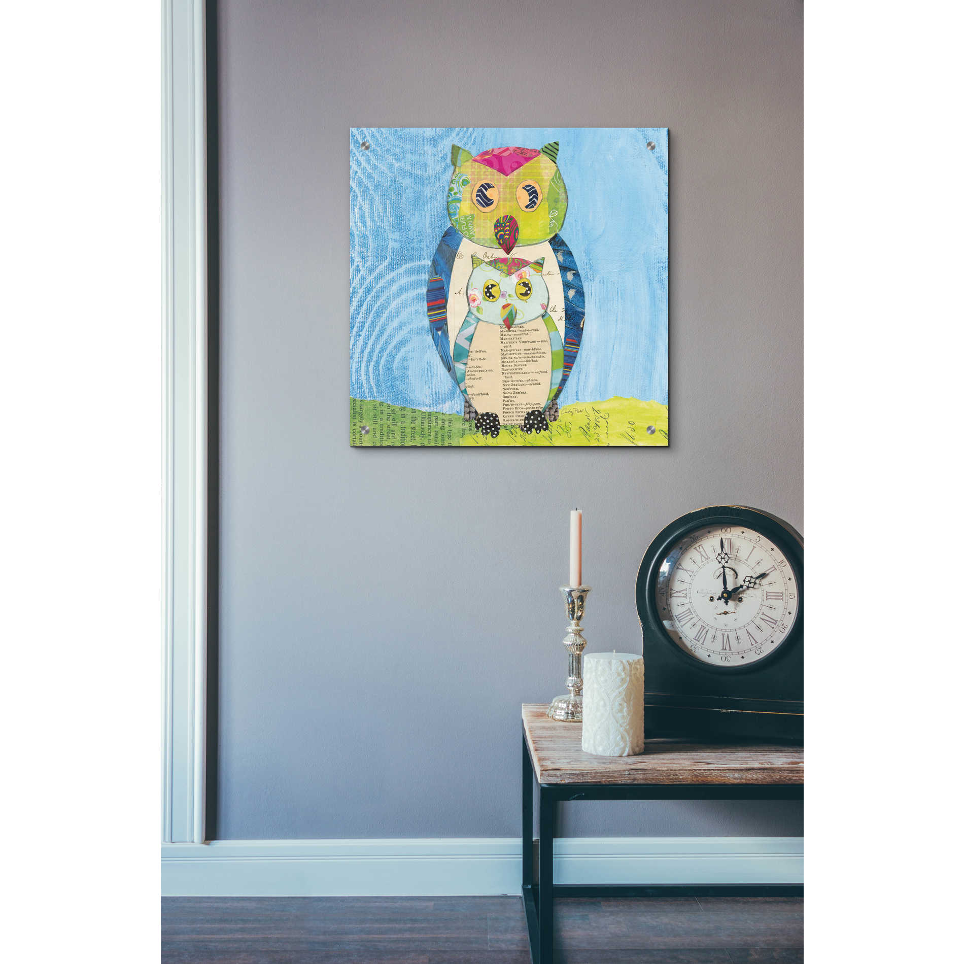 Epic Art 'Owl Family' by Courtney Prahl, Acrylic Glass Wall Art,24x24