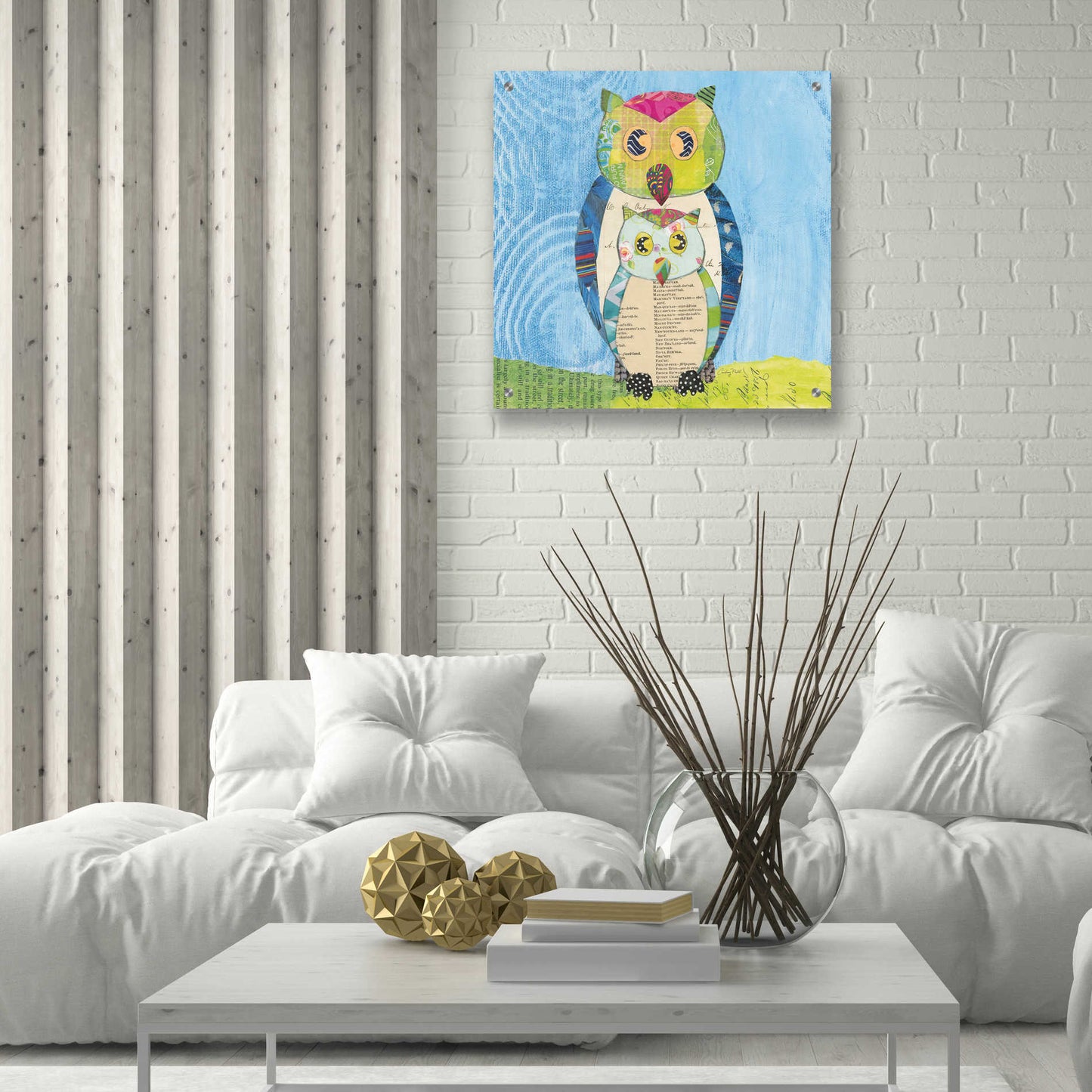 Epic Art 'Owl Family' by Courtney Prahl, Acrylic Glass Wall Art,24x24