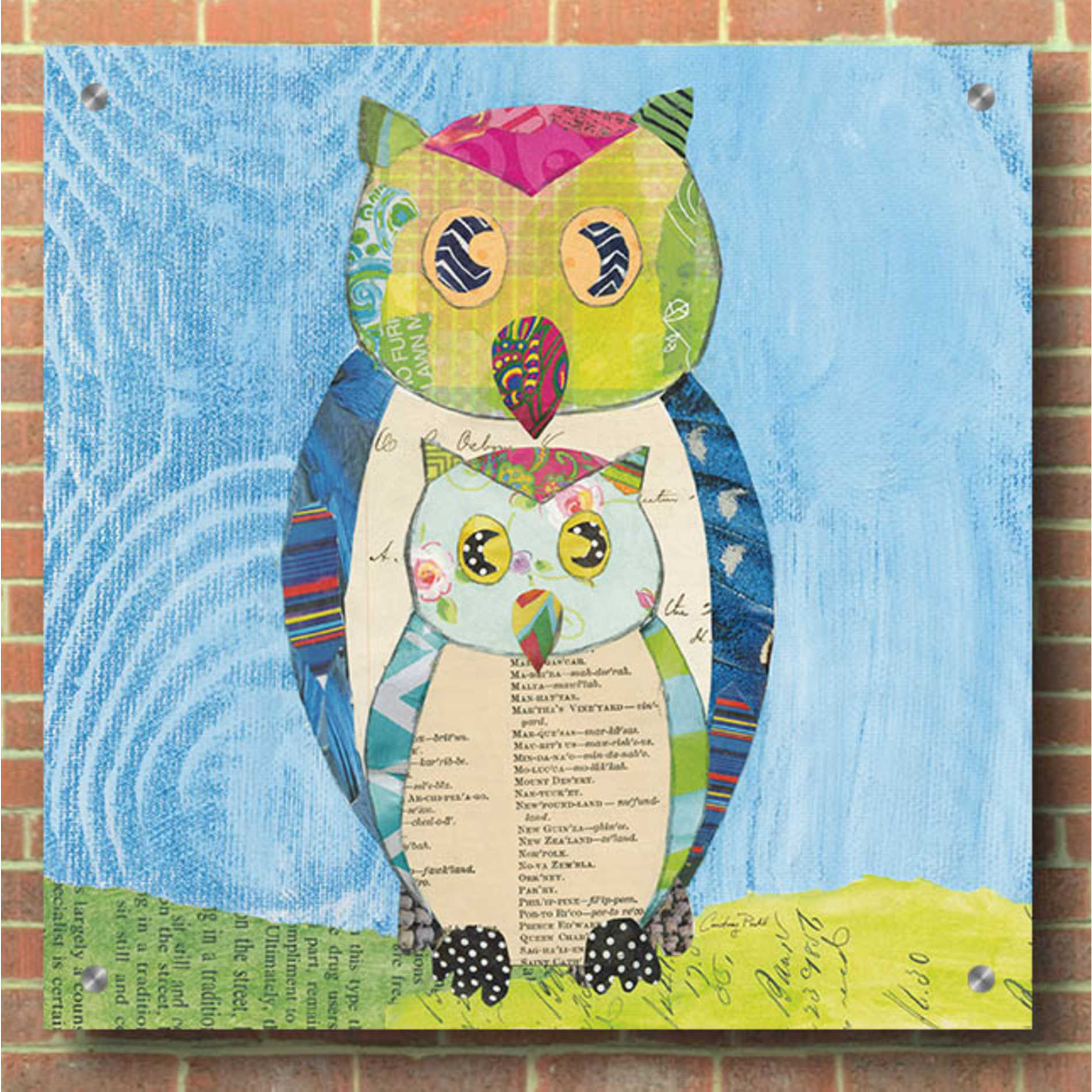 Epic Art 'Owl Family' by Courtney Prahl, Acrylic Glass Wall Art,36x36