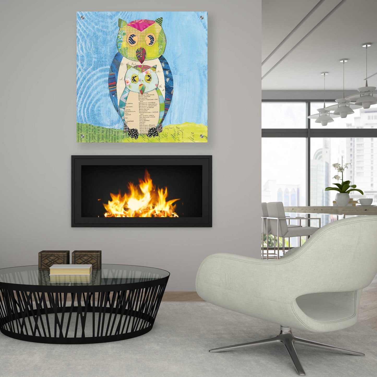 Epic Art 'Owl Family' by Courtney Prahl, Acrylic Glass Wall Art,36x36