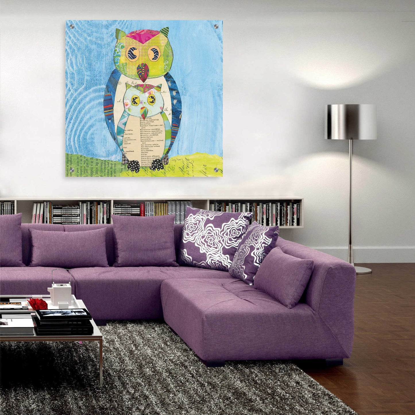 Epic Art 'Owl Family' by Courtney Prahl, Acrylic Glass Wall Art,36x36