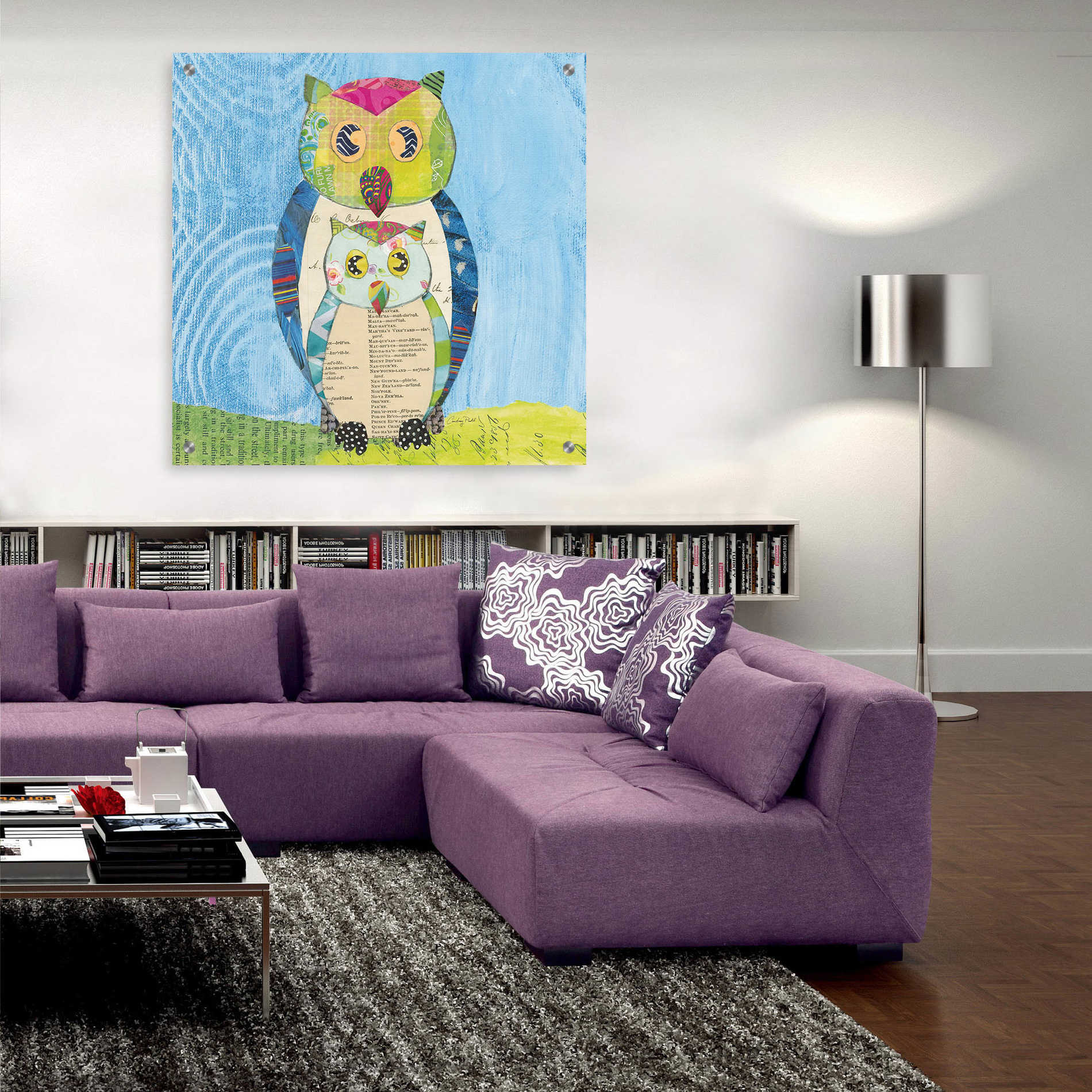 Epic Art 'Owl Family' by Courtney Prahl, Acrylic Glass Wall Art,36x36