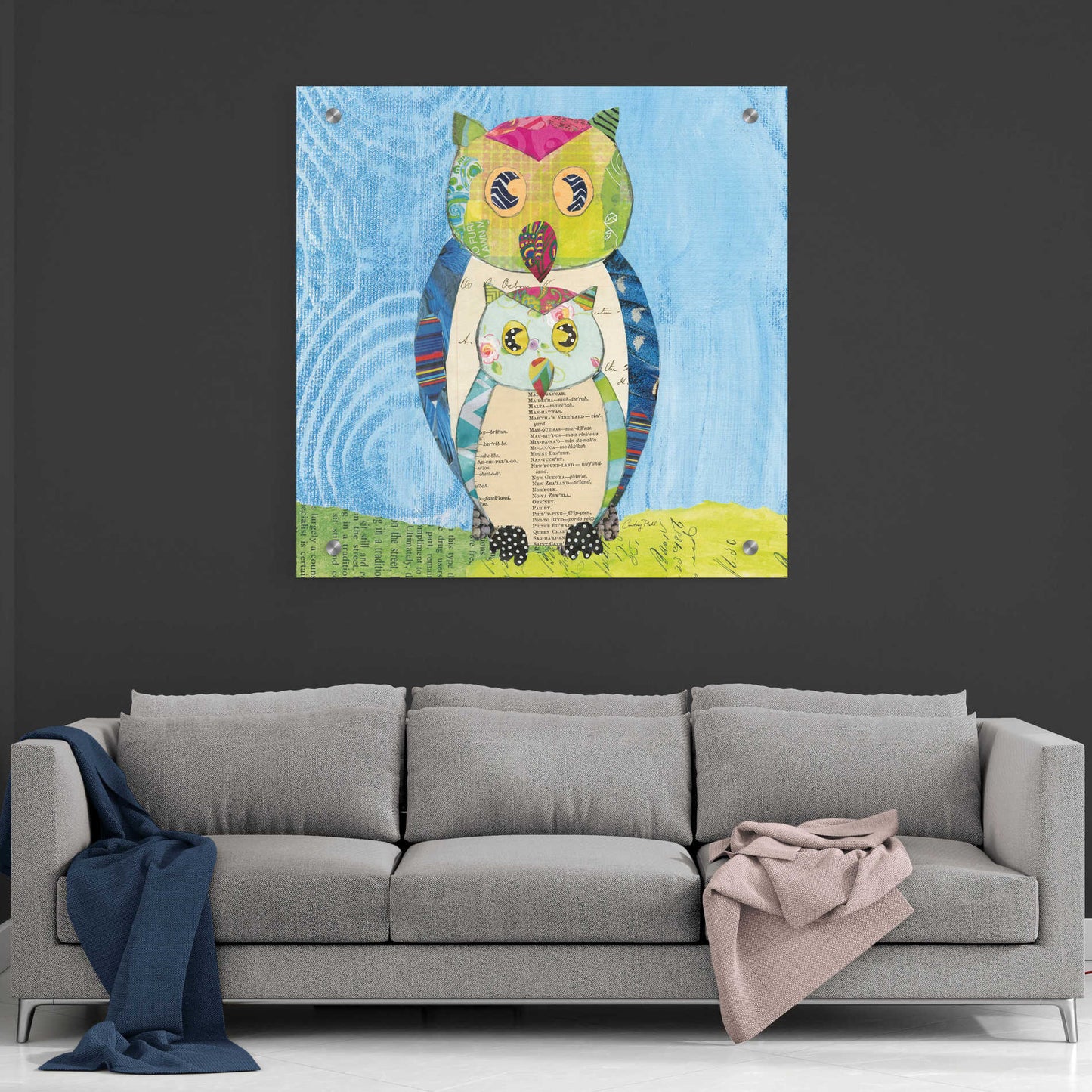 Epic Art 'Owl Family' by Courtney Prahl, Acrylic Glass Wall Art,36x36