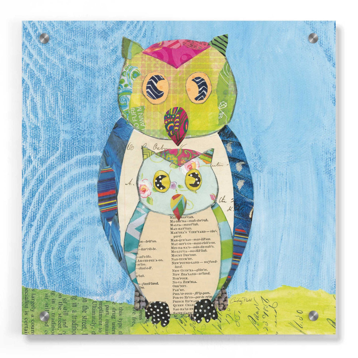 Epic Art 'Owl Family' by Courtney Prahl, Acrylic Glass Wall Art,36x36