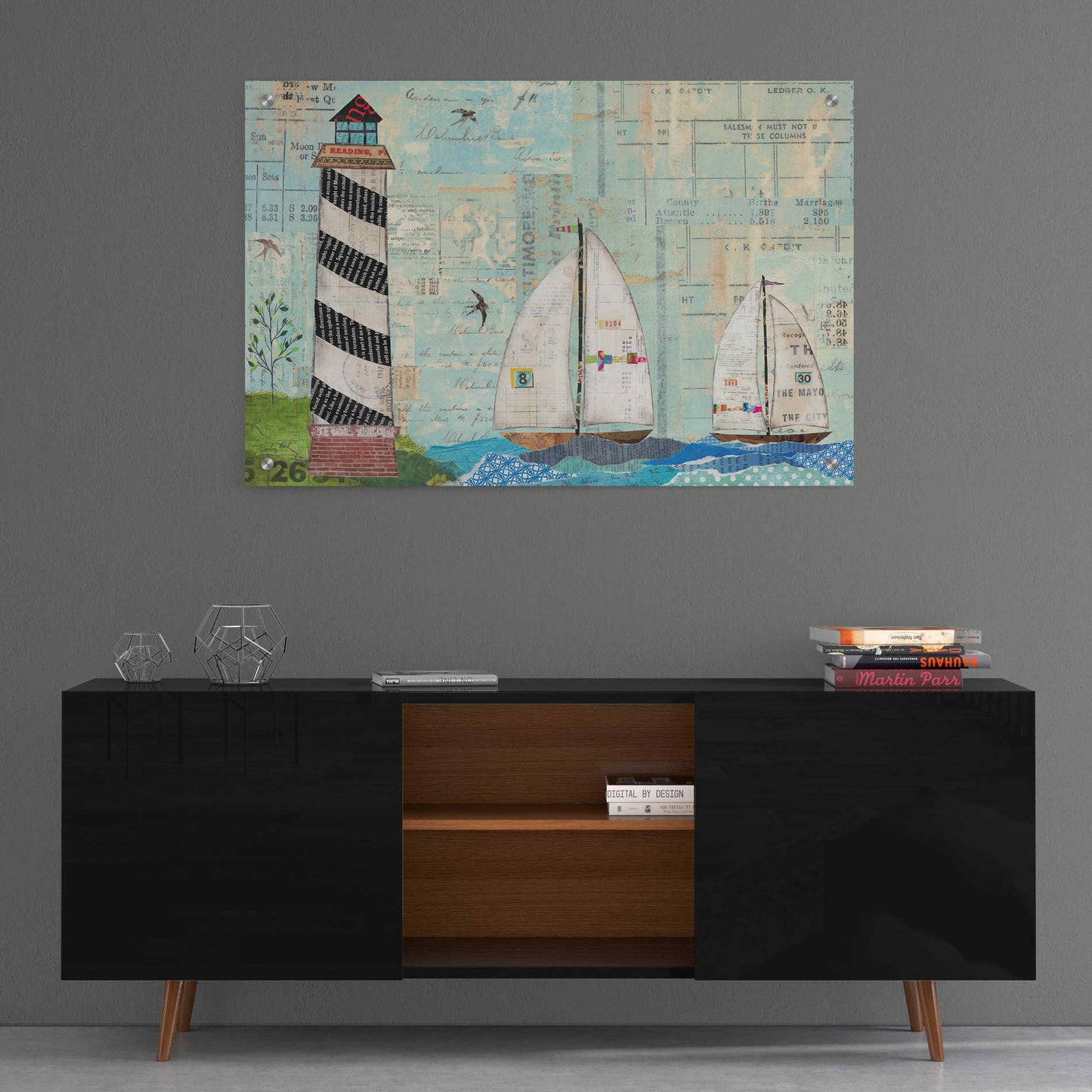 Epic Art 'At the Regatta Coastal Lighthouse' by Courtney Prahl, Acrylic Glass Wall Art,36x24