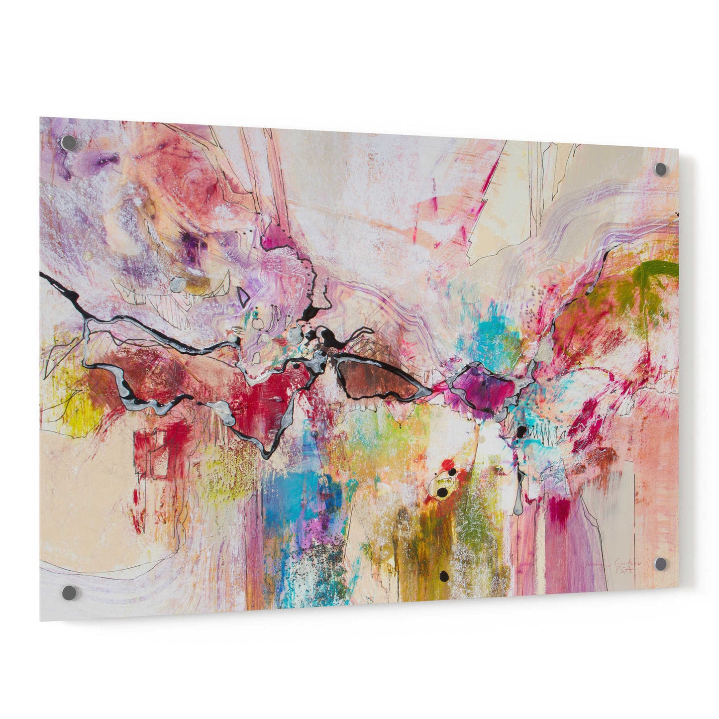 Epic Art 'Red and White 6' by Jennifer Gardner, Acrylic Glass Wall Art,36x24