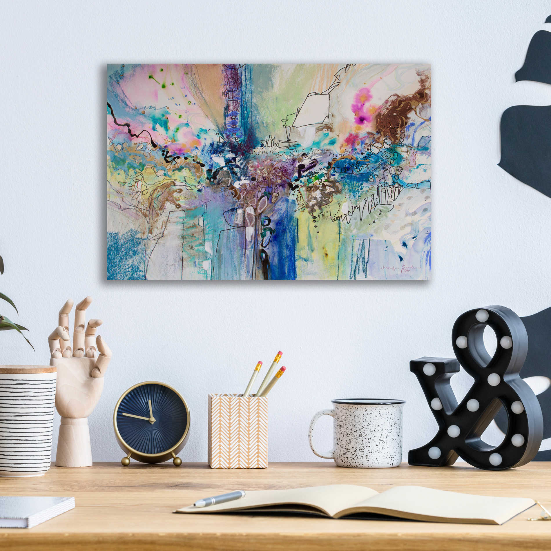 Epic Art 'Flow Blue with Gold Leaf 8' by Jennifer Gardner, Acrylic Glass Wall Art,16x12