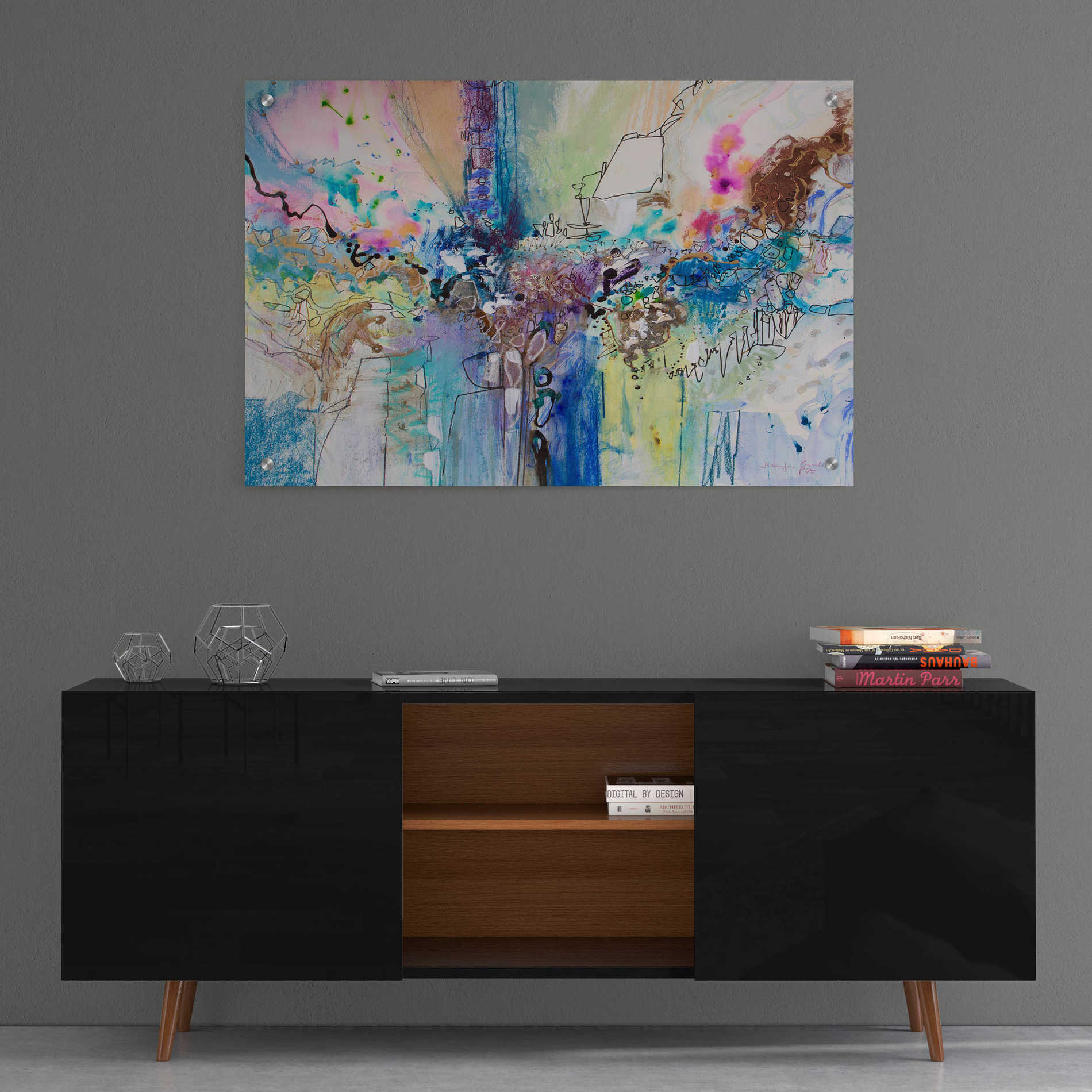 Epic Art 'Flow Blue with Gold Leaf 8' by Jennifer Gardner, Acrylic Glass Wall Art,36x24