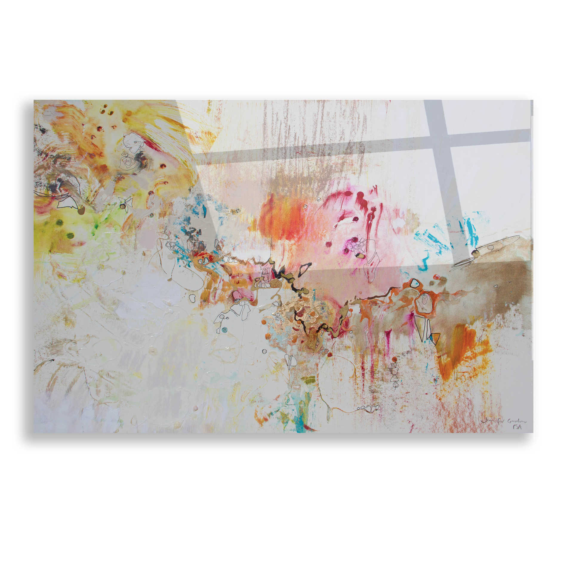 Epic Art 'White Series 4' by Jennifer Gardner, Acrylic Glass Wall Art,16x12