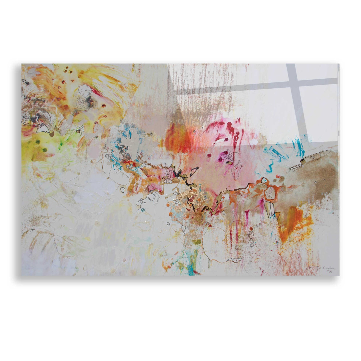 Epic Art 'White Series 4' by Jennifer Gardner, Acrylic Glass Wall Art,24x16