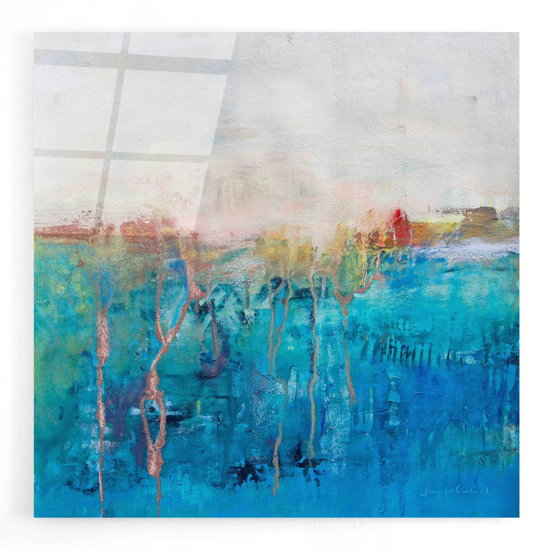 Epic Art 'Blue Horizon' by Jennifer Gardner, Acrylic Glass Wall Art,12x12