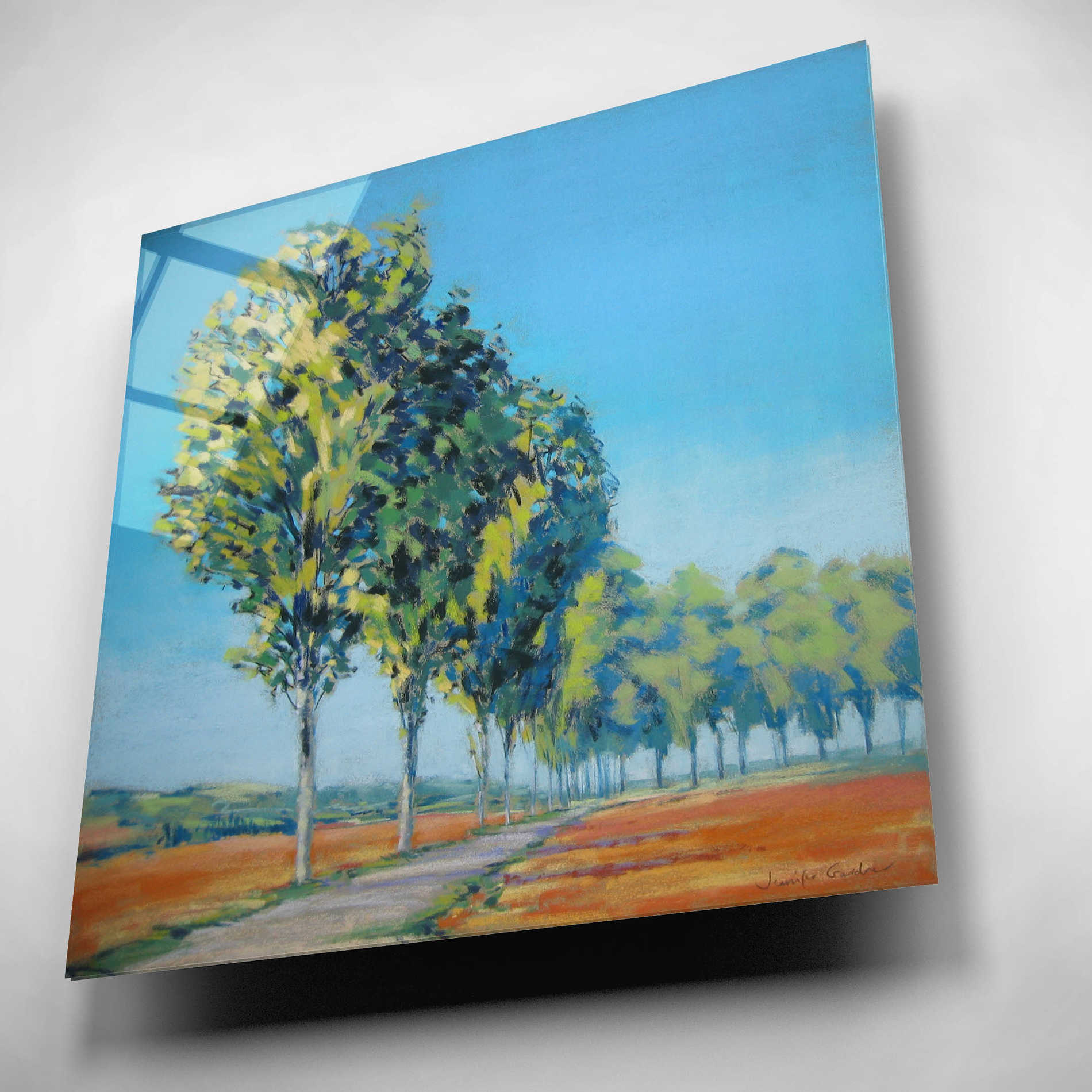 Epic Art 'Normandy Poplars II' by Jennifer Gardner, Acrylic Glass Wall Art,12x12