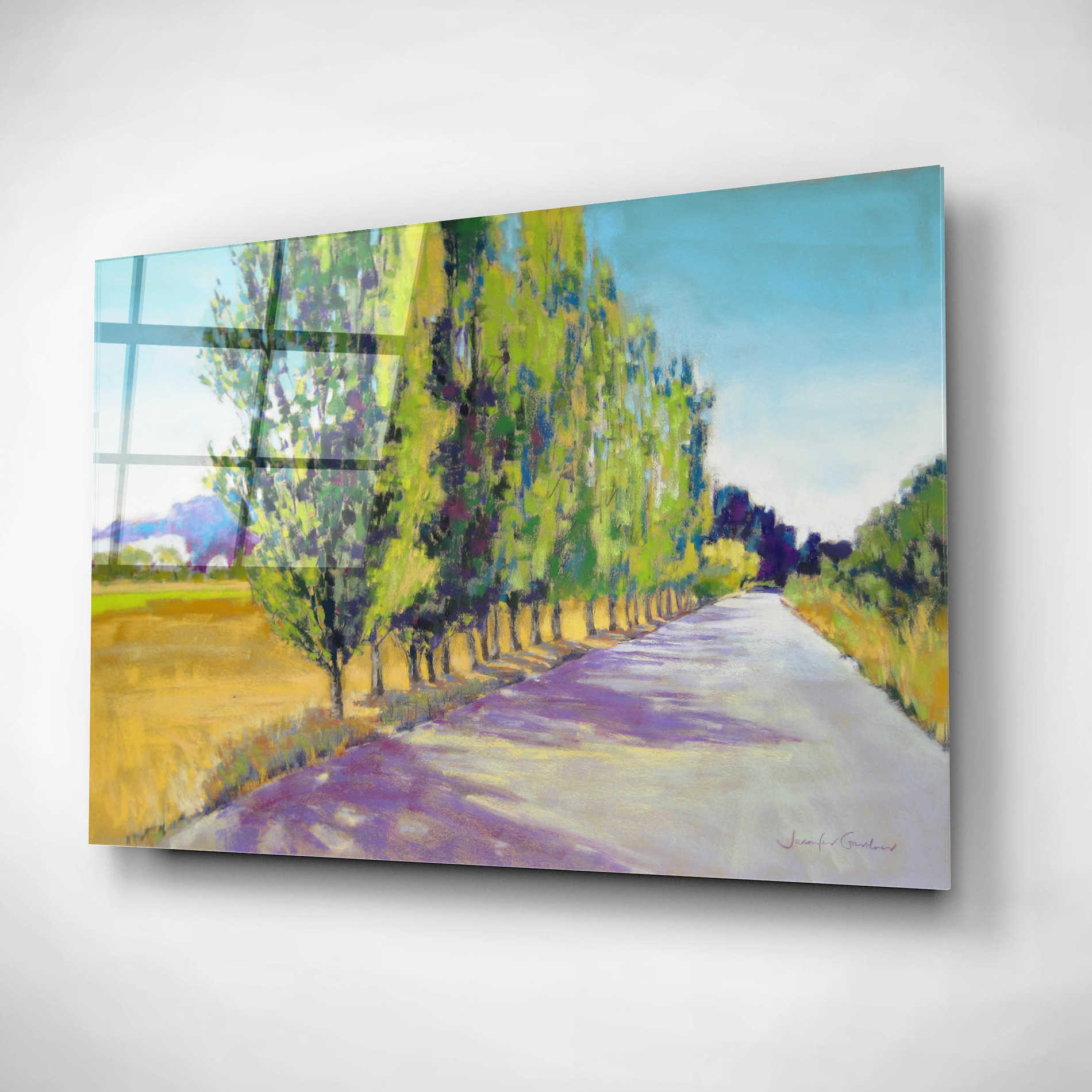 Epic Art 'Backlit Poplars Provence' by Jennifer Gardner, Acrylic Glass Wall Art,24x16