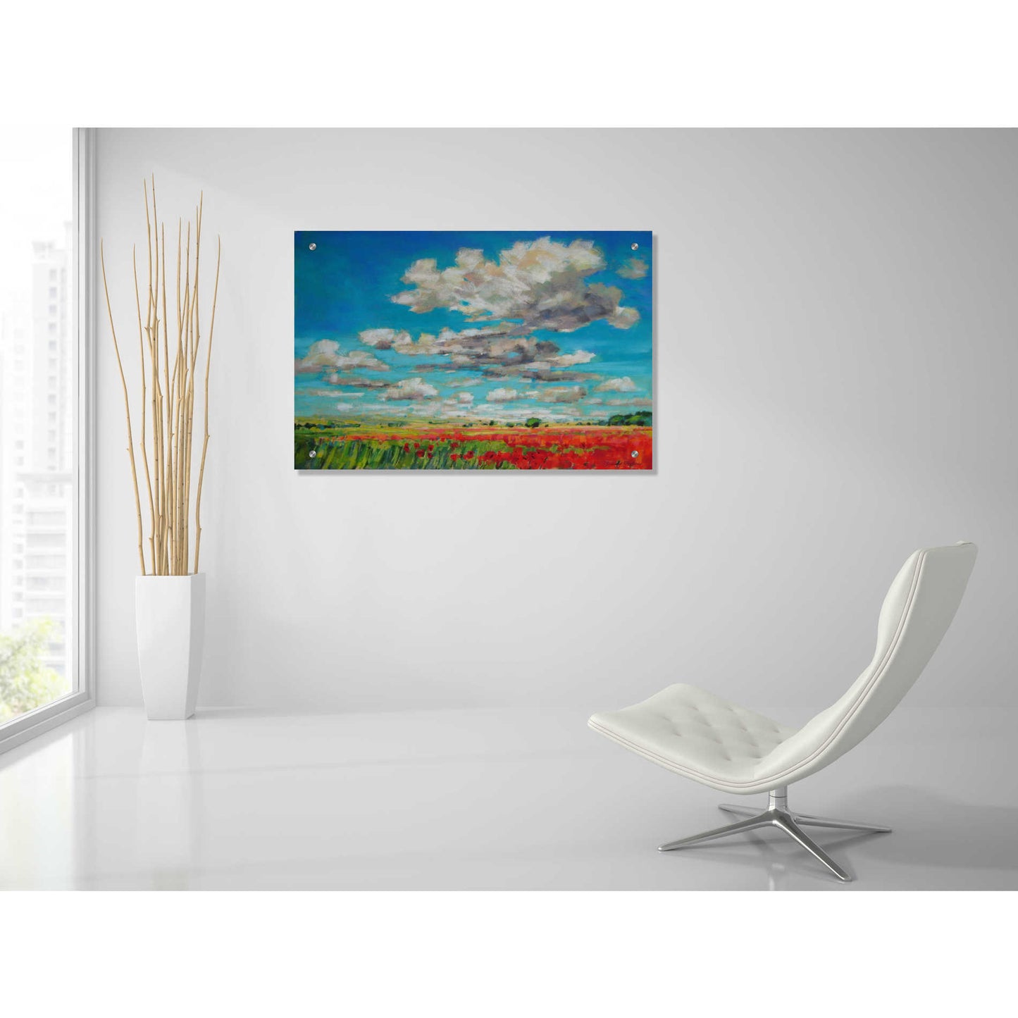 Epic Art 'Summer Clouds and Poppies' by Jennifer Gardner, Acrylic Glass Wall Art,36x24