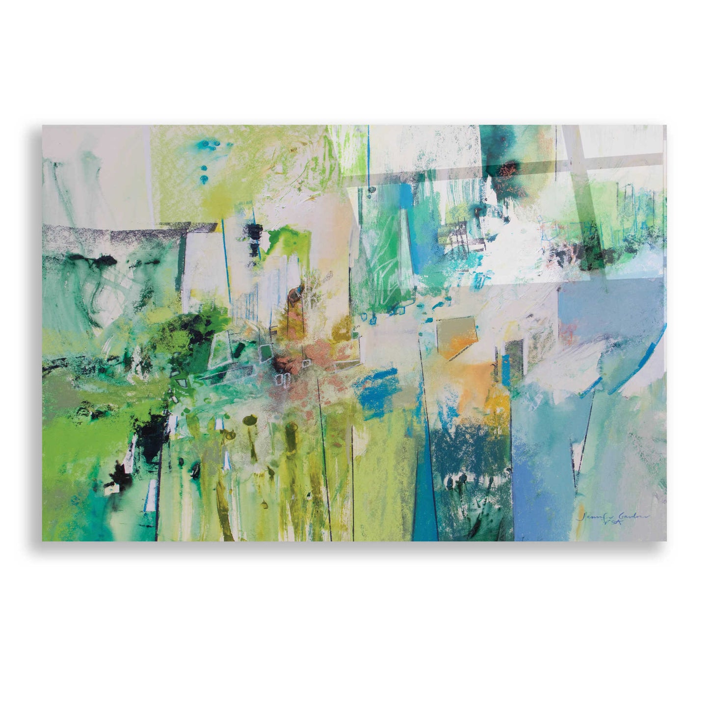 Epic Art 'Blue and Green Series 4' by Jennifer Gardner, Acrylic Glass Wall Art,24x16