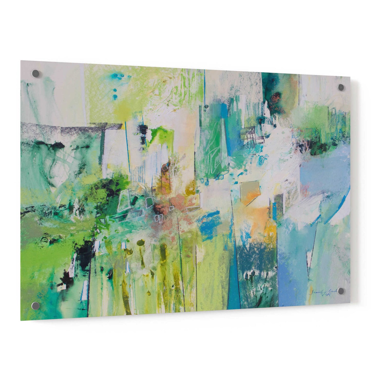 Epic Art 'Blue and Green Series 4' by Jennifer Gardner, Acrylic Glass Wall Art,36x24