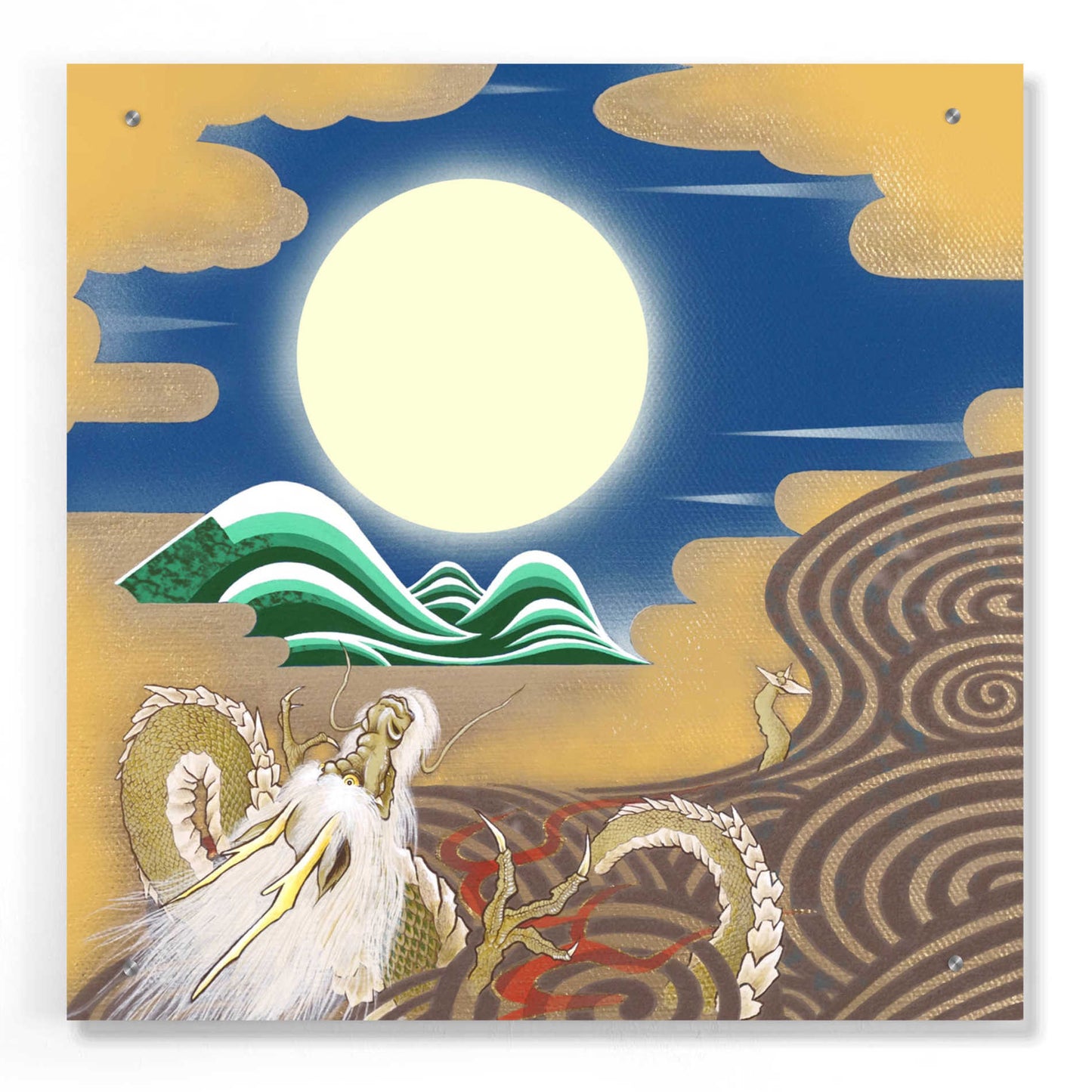 Epic Art 'Moonlit Dragon' by Zigen Tanabe, Acrylic Glass Wall Art,24x24