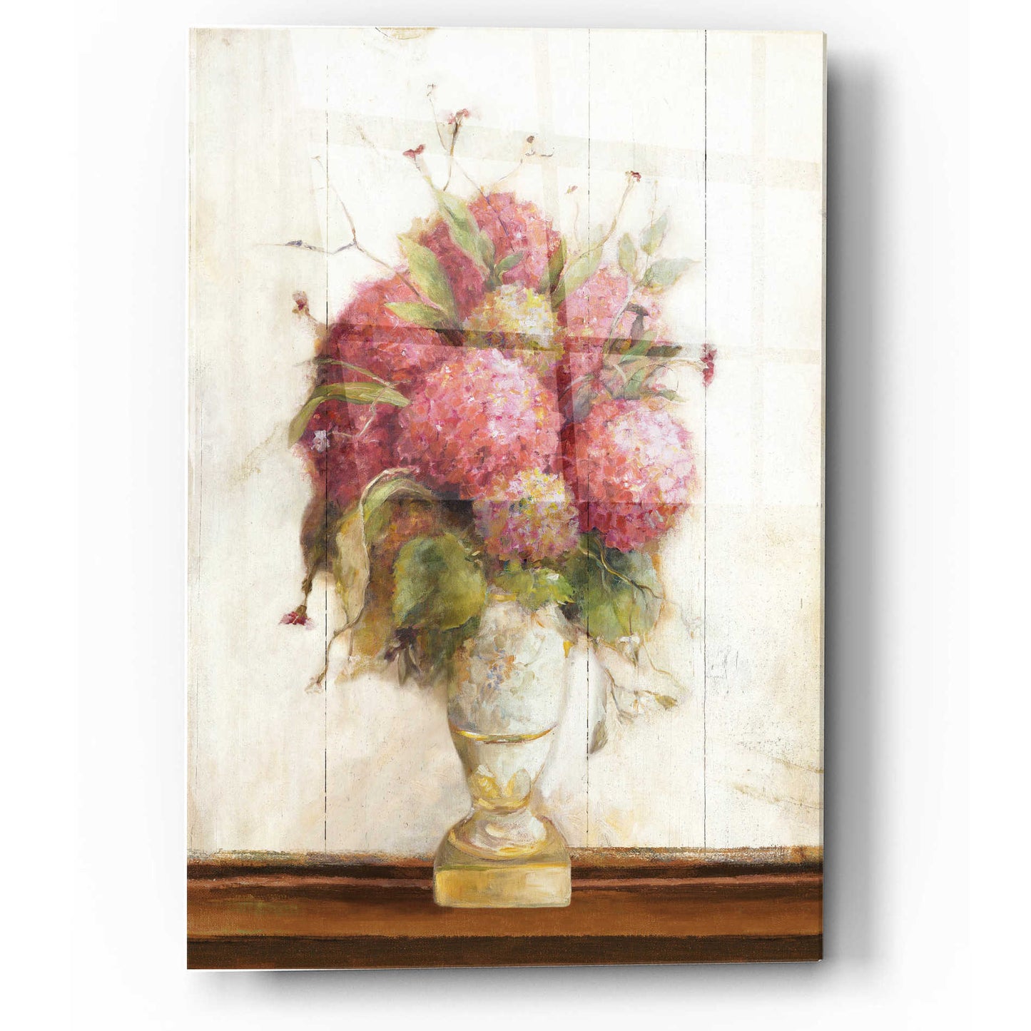 Epic Art 'Dreamy Hydrangea II on Birch' by Marilyn Hageman, Acrylic Glass Wall Art,12x16