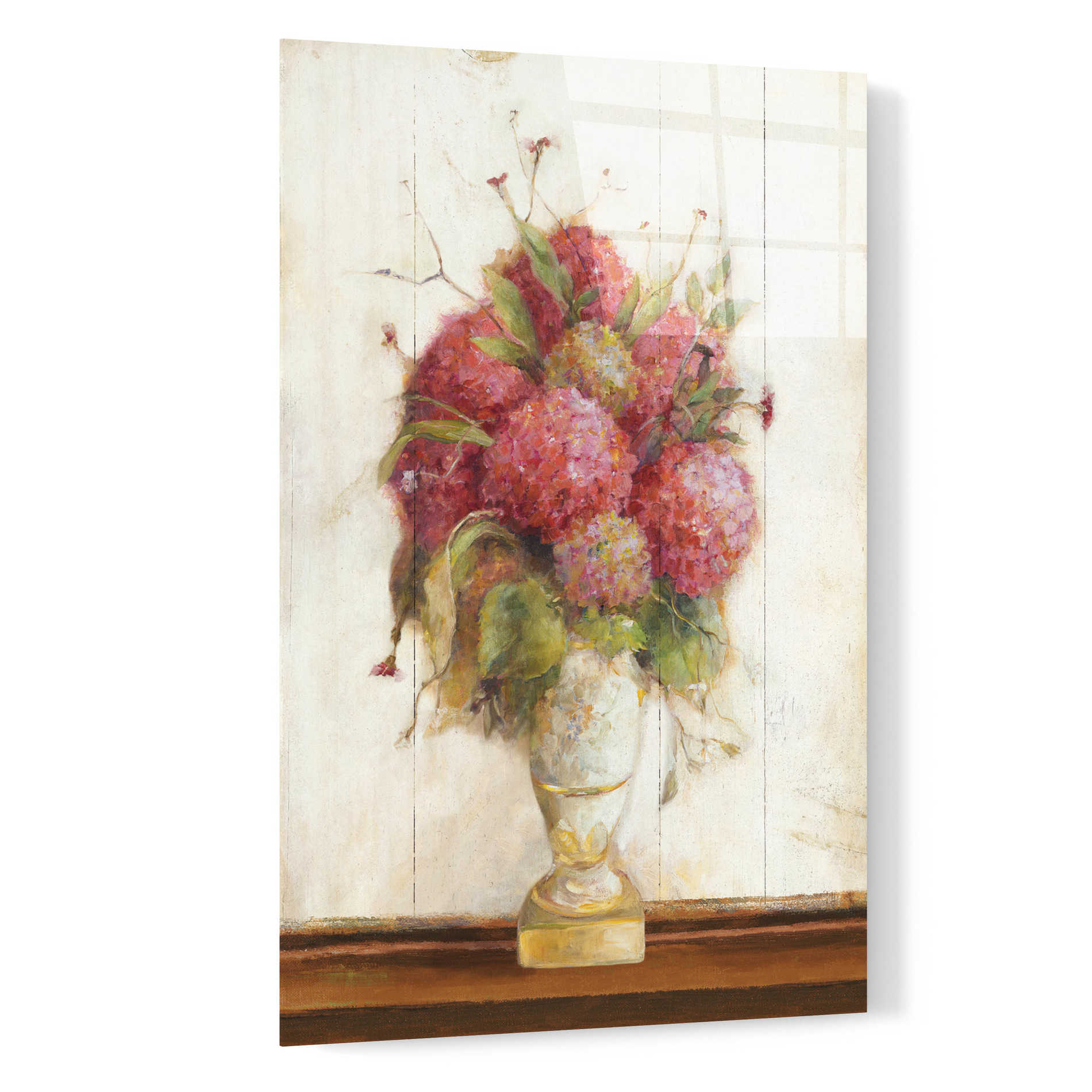 Epic Art 'Dreamy Hydrangea II on Birch' by Marilyn Hageman, Acrylic Glass Wall Art,16x24