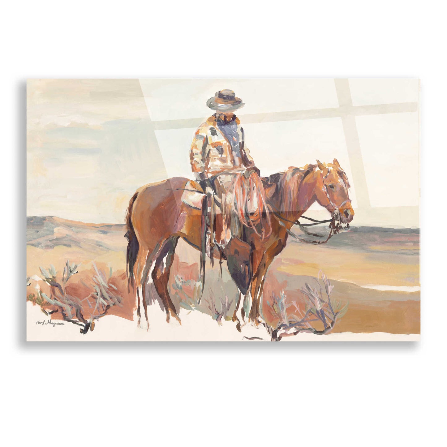 Epic Art 'Western Rider Warm' by Marilyn Hageman, Acrylic Glass Wall Art,16x12