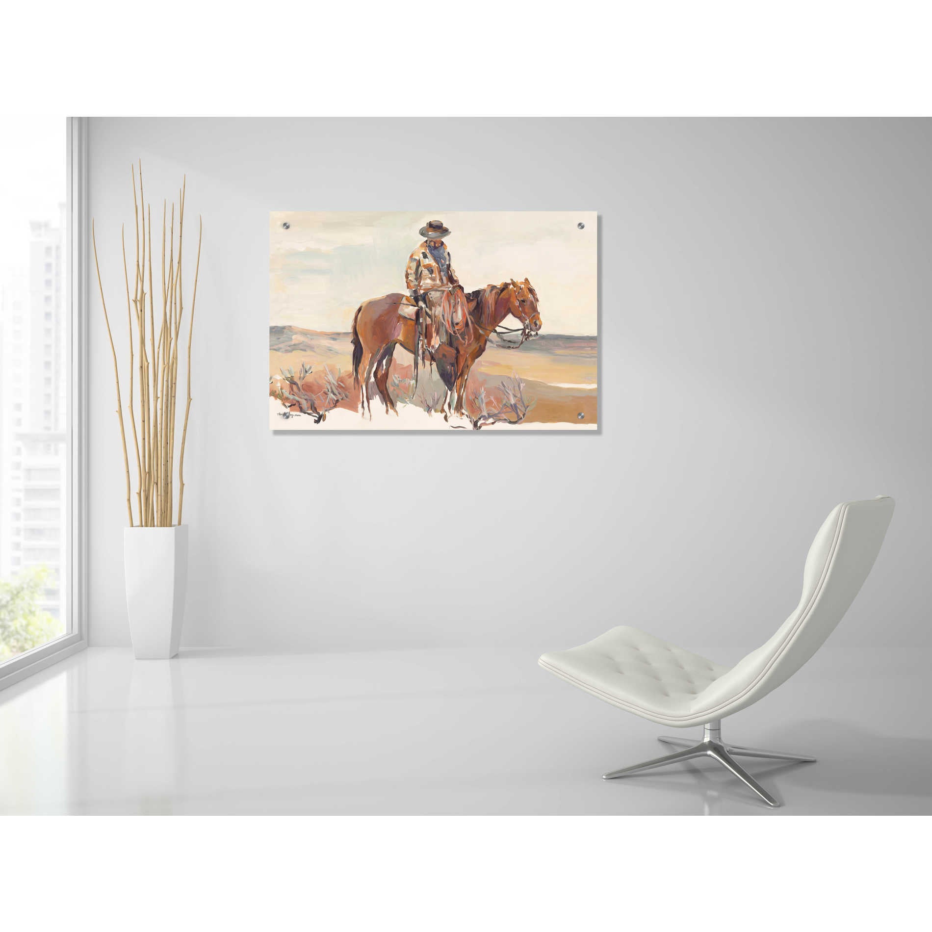 Epic Art 'Western Rider Warm' by Marilyn Hageman, Acrylic Glass Wall Art,36x24