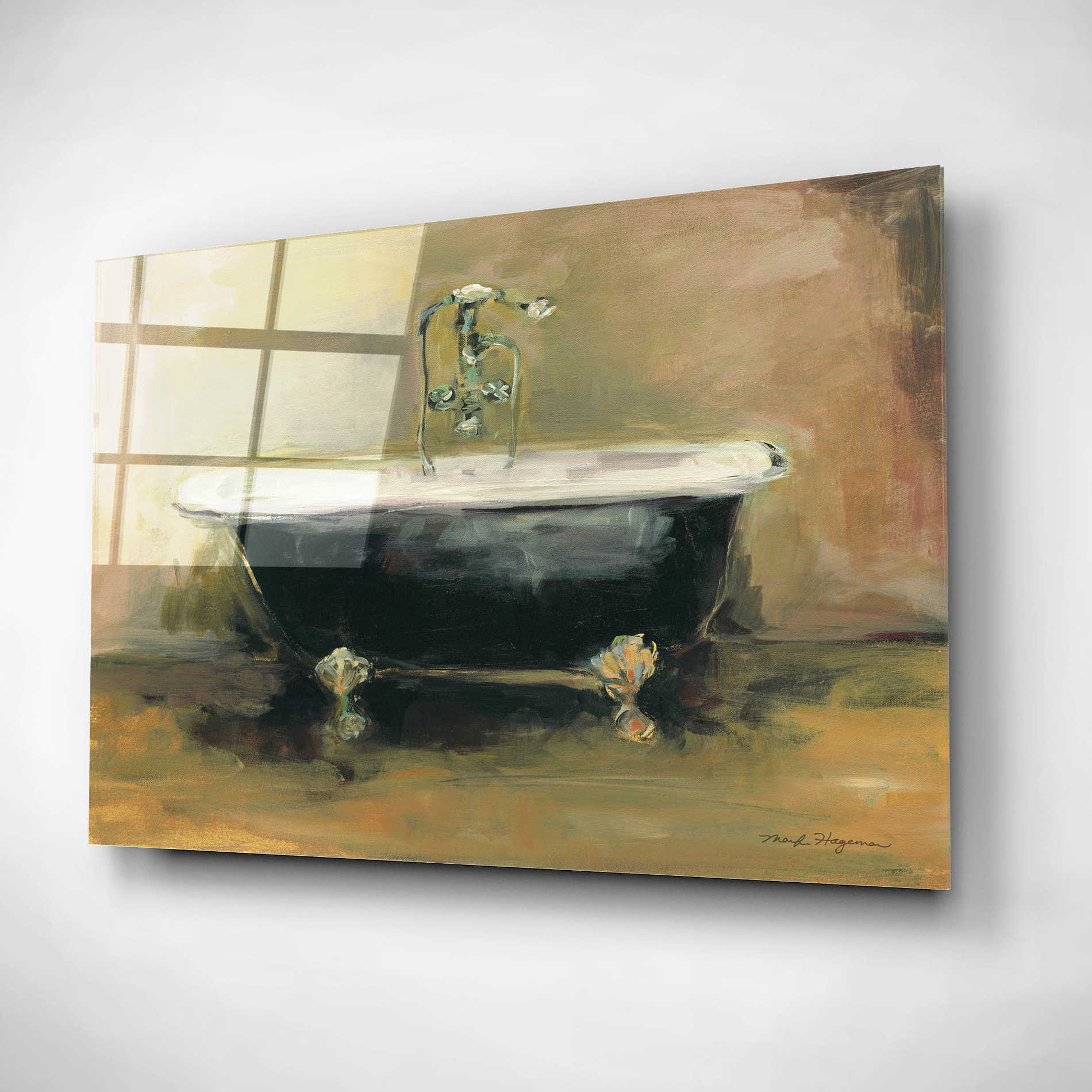 Epic Art 'Vintage Tub I Light' by Marilyn Hageman, Acrylic Glass Wall Art,16x12